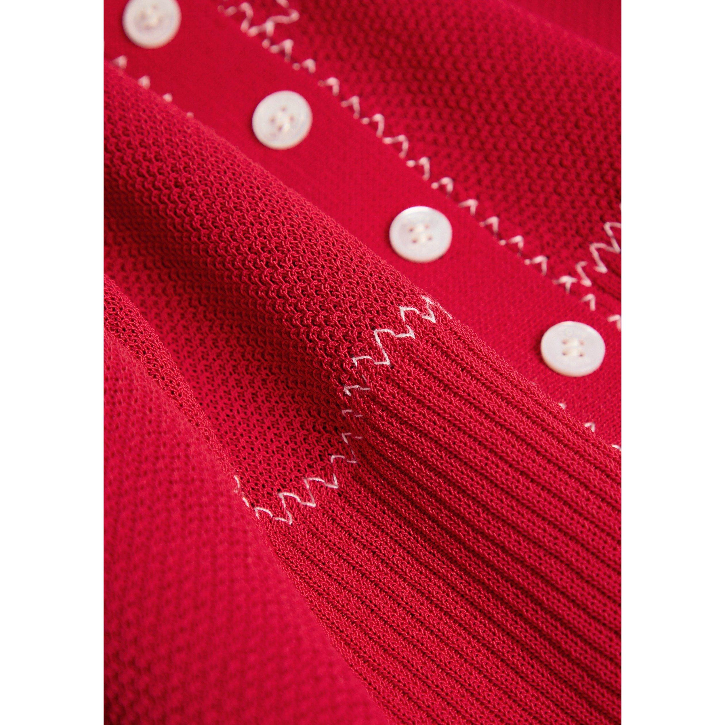 RED AND WHITE - Tory Burch - Women's T Mesh Slim-Fit Cardigan - 4