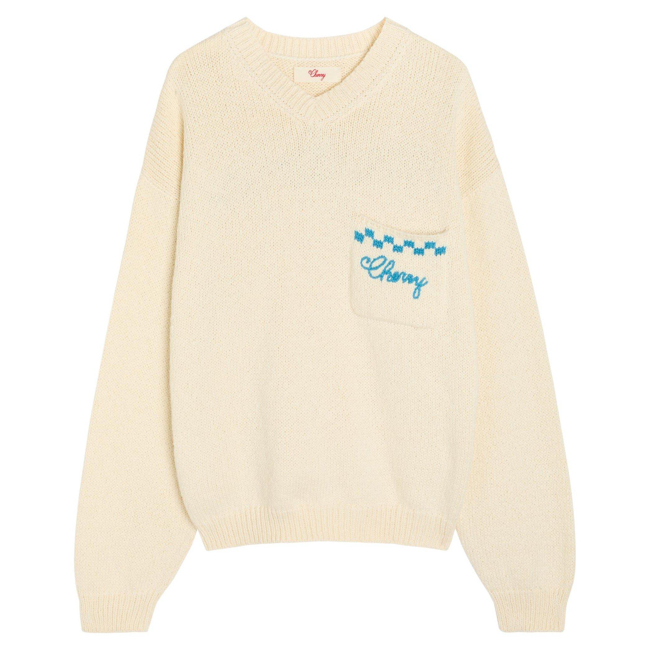 CREAM - Cherry LA - Men's CH Motors Cotton V-Neck Jumper - 1