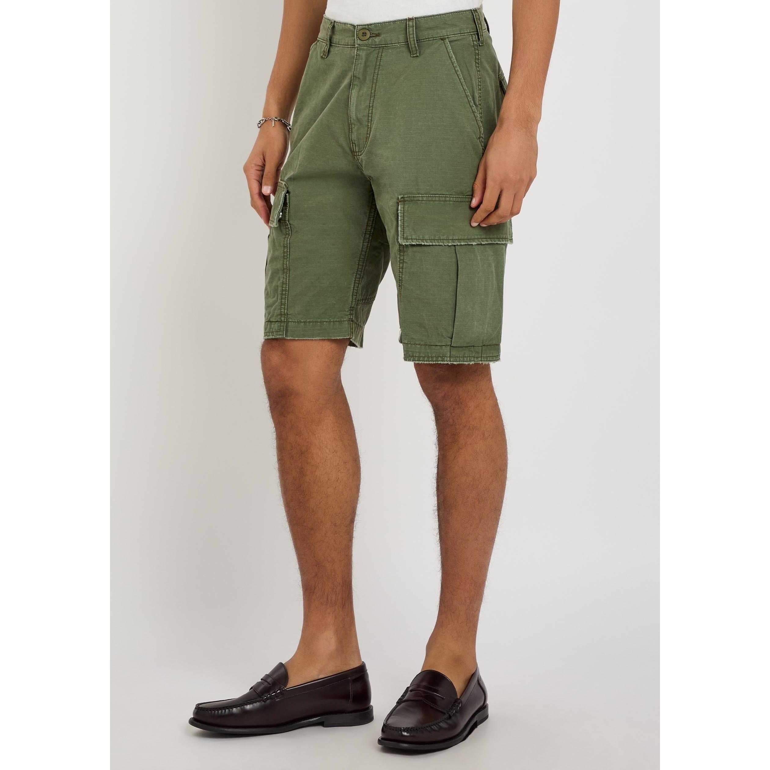 GREEN - Cherry LA - Men's Cotton Wide-Leg Cargo Shorts - 2