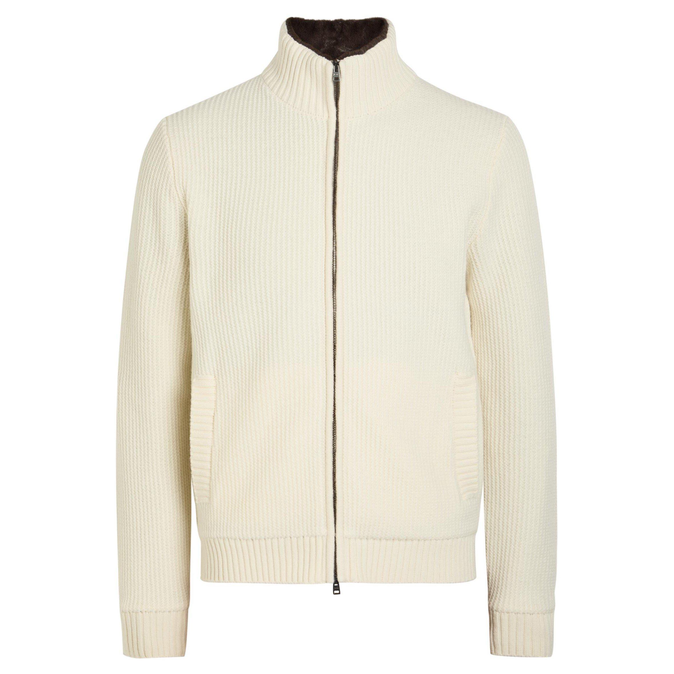 WHITE - Herno - HER ZIP THRU KNIT CARIDGAN - 1