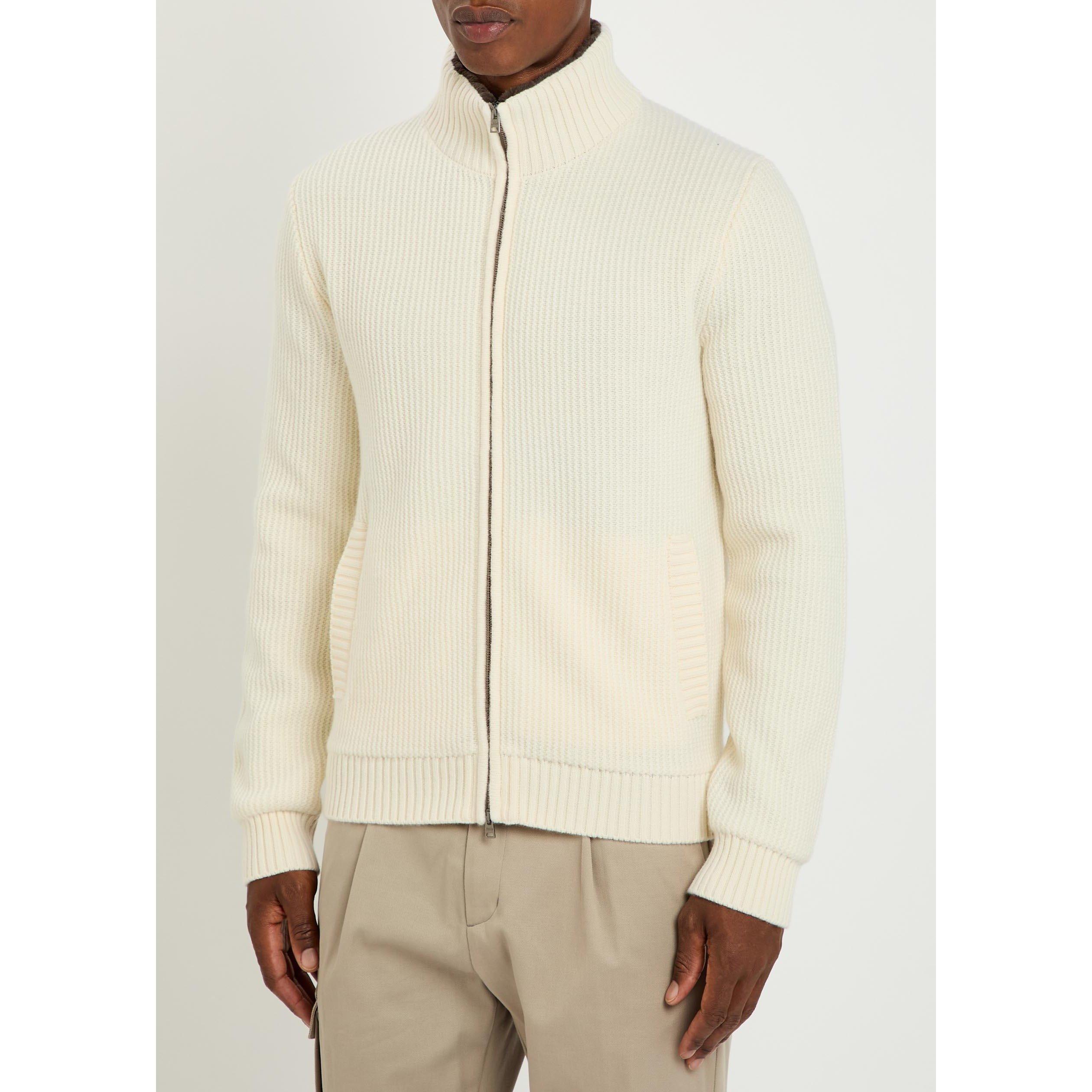 WHITE - Herno - HER ZIP THRU KNIT CARIDGAN - 2