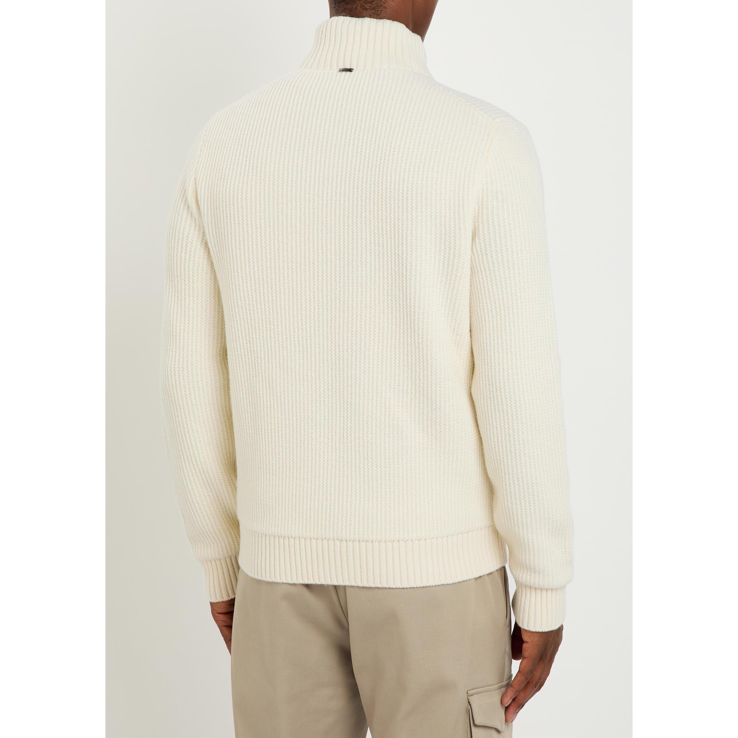 WHITE - Herno - HER ZIP THRU KNIT CARIDGAN - 3