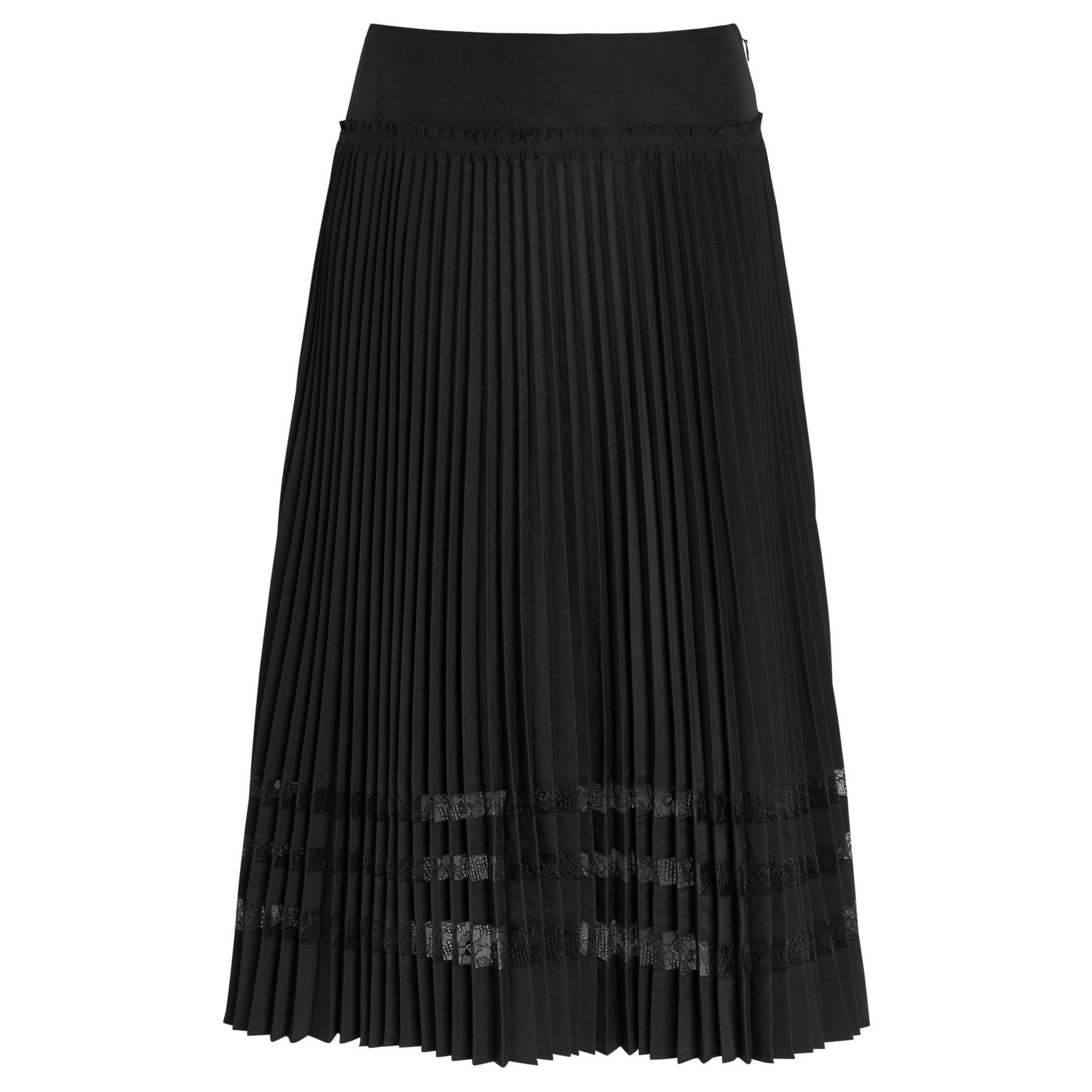 BLACK - Philip Lim - MIDI PLEATED SKIRT WITH LACE I