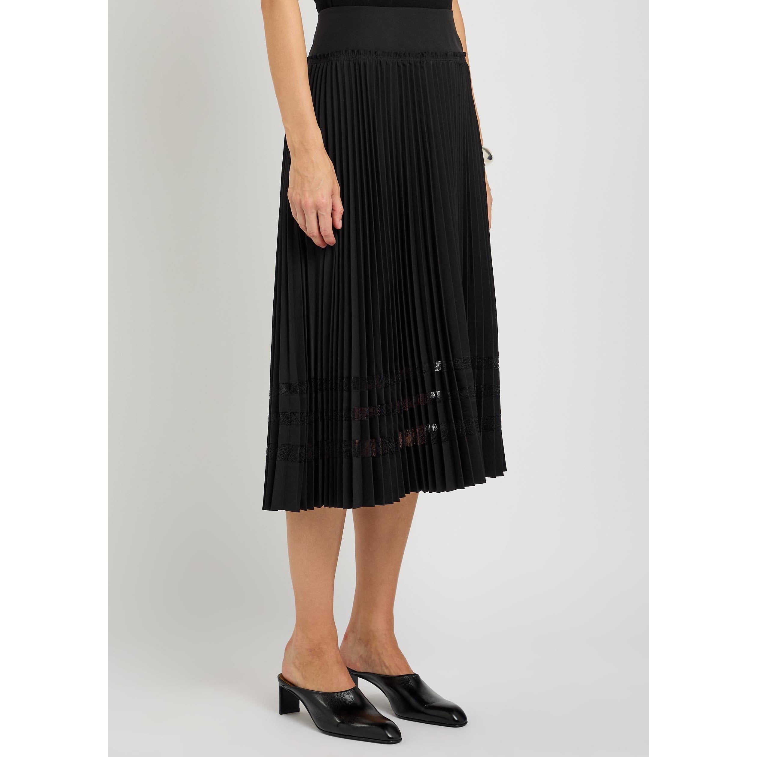 BLACK - Philip Lim - MIDI PLEATED SKIRT WITH LACE I - 2