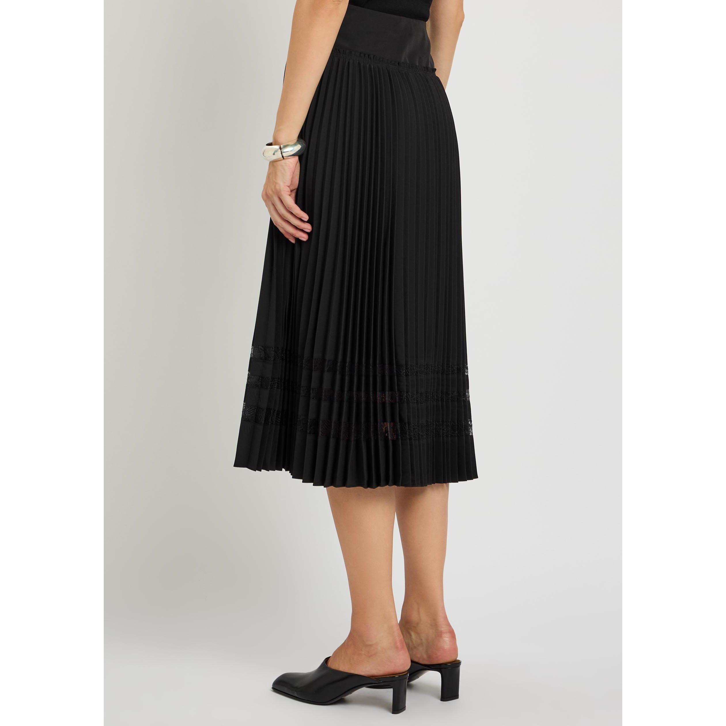 BLACK - Philip Lim - MIDI PLEATED SKIRT WITH LACE I - 3