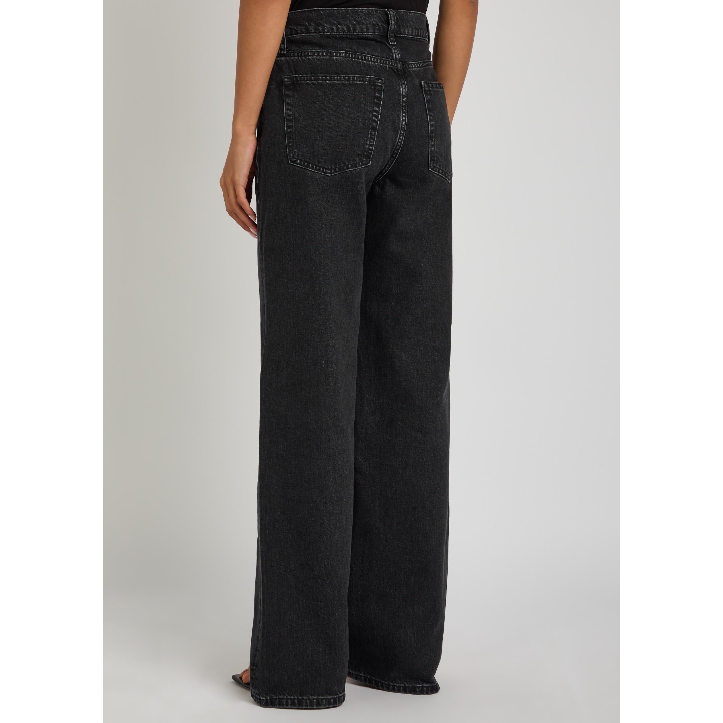 BLACK - Anine Bing - Women's Hugh Cotton High-Waisted Wide-Leg Jeans - 3