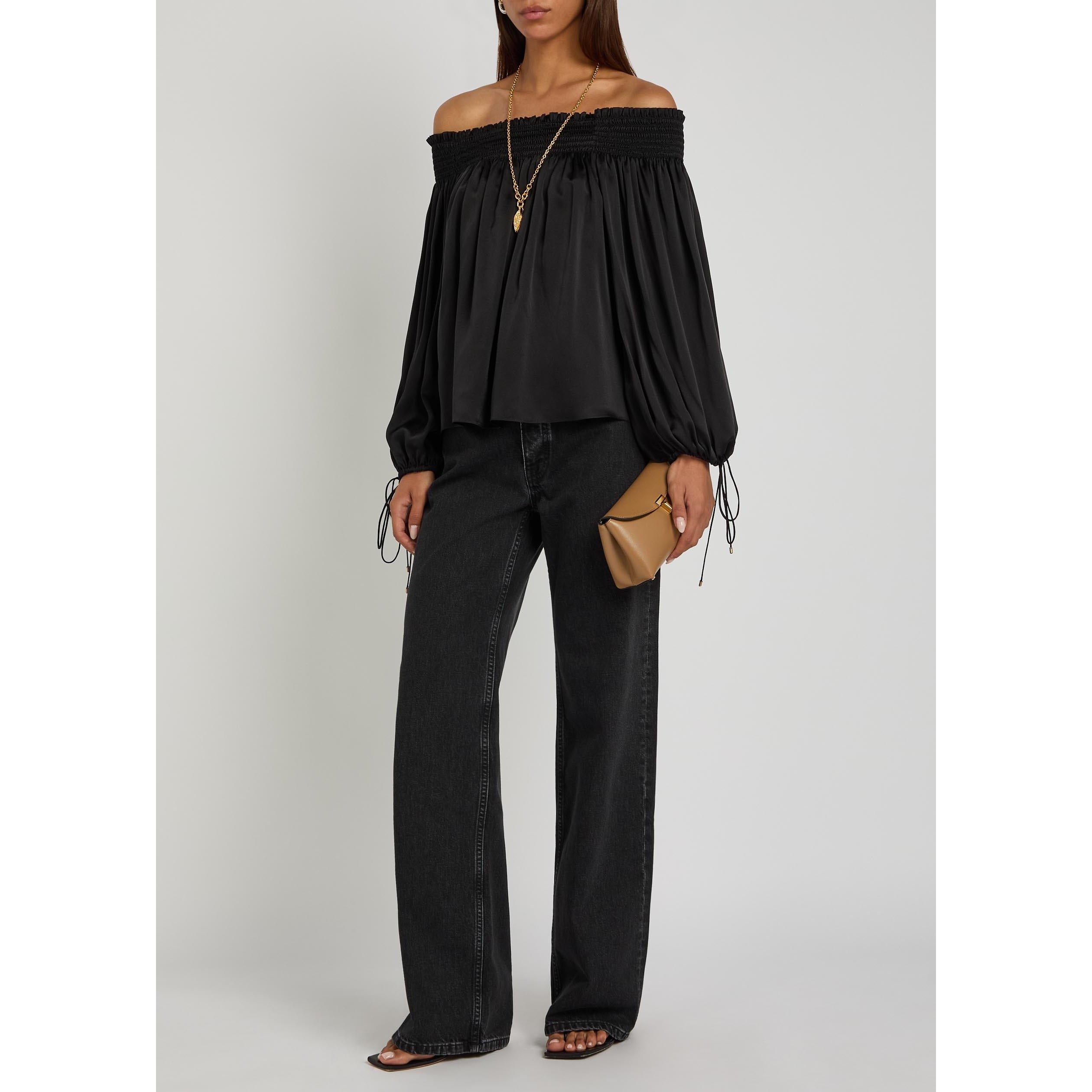 BLACK - Anine Bing - Women's Hugh Cotton High-Waisted Wide-Leg Jeans - 5