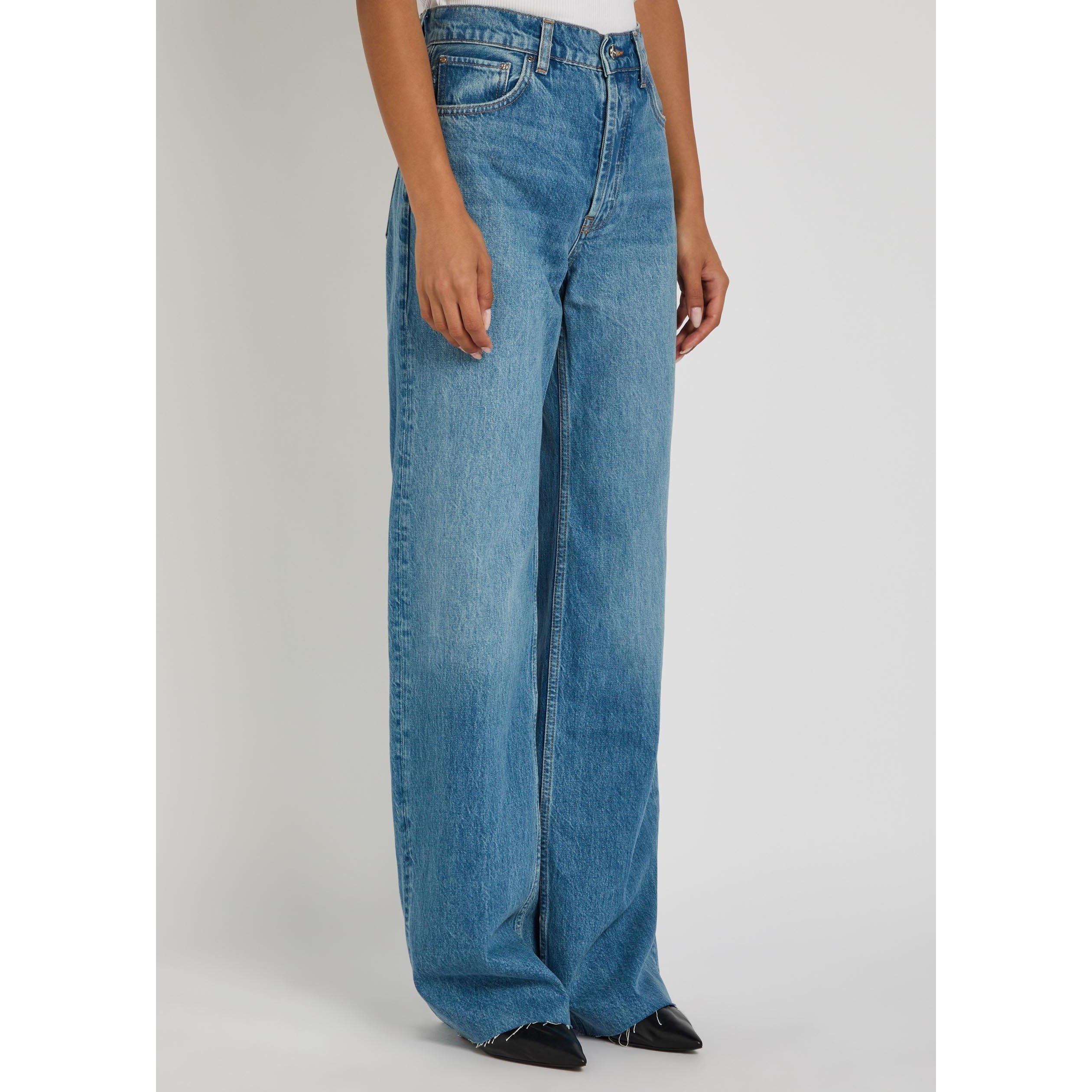 DENIM - Anine Bing - Women's J Hugh High-Rise Wide-Leg Cotton Jeans - 2