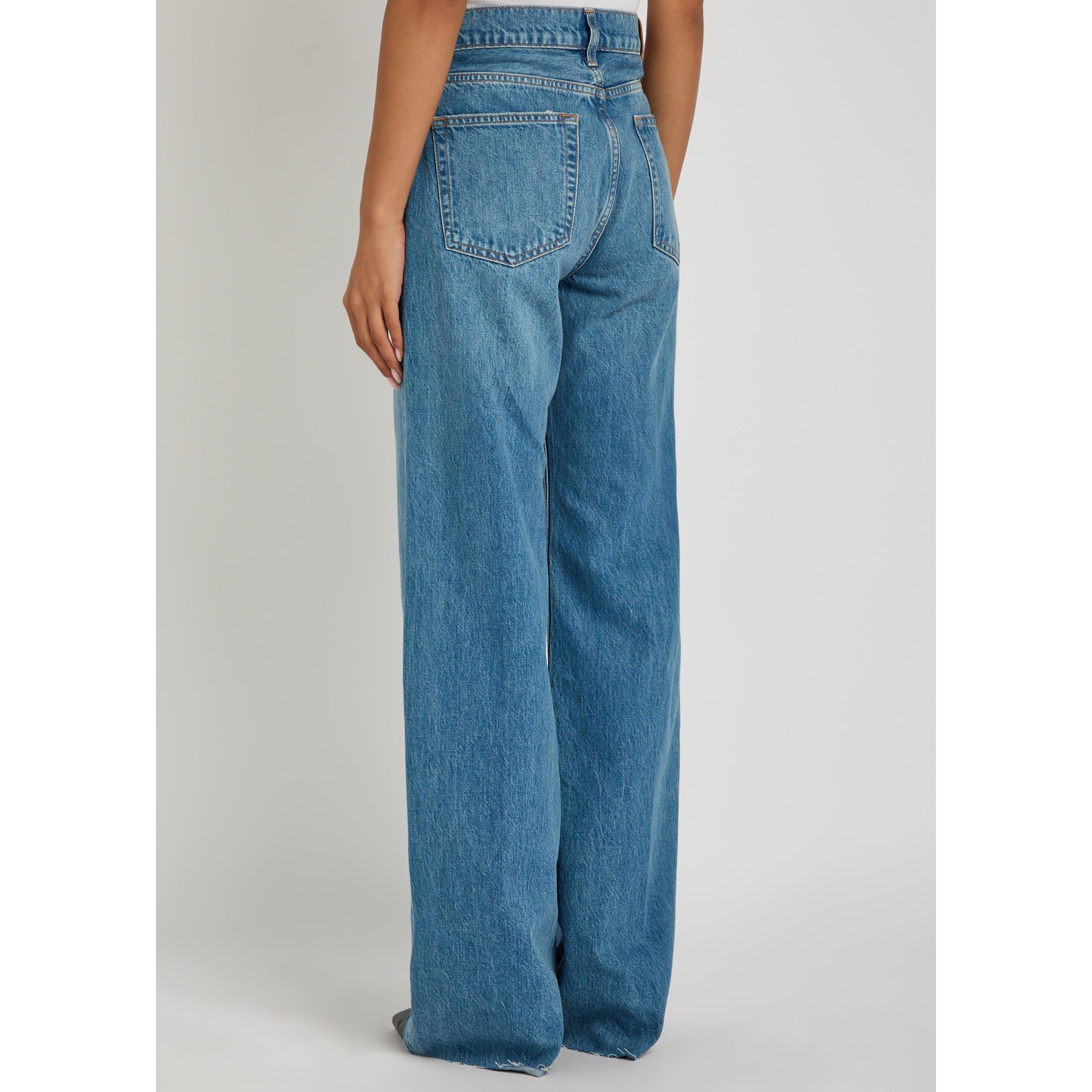 DENIM - Anine Bing - Women's J Hugh High-Rise Wide-Leg Cotton Jeans - 3