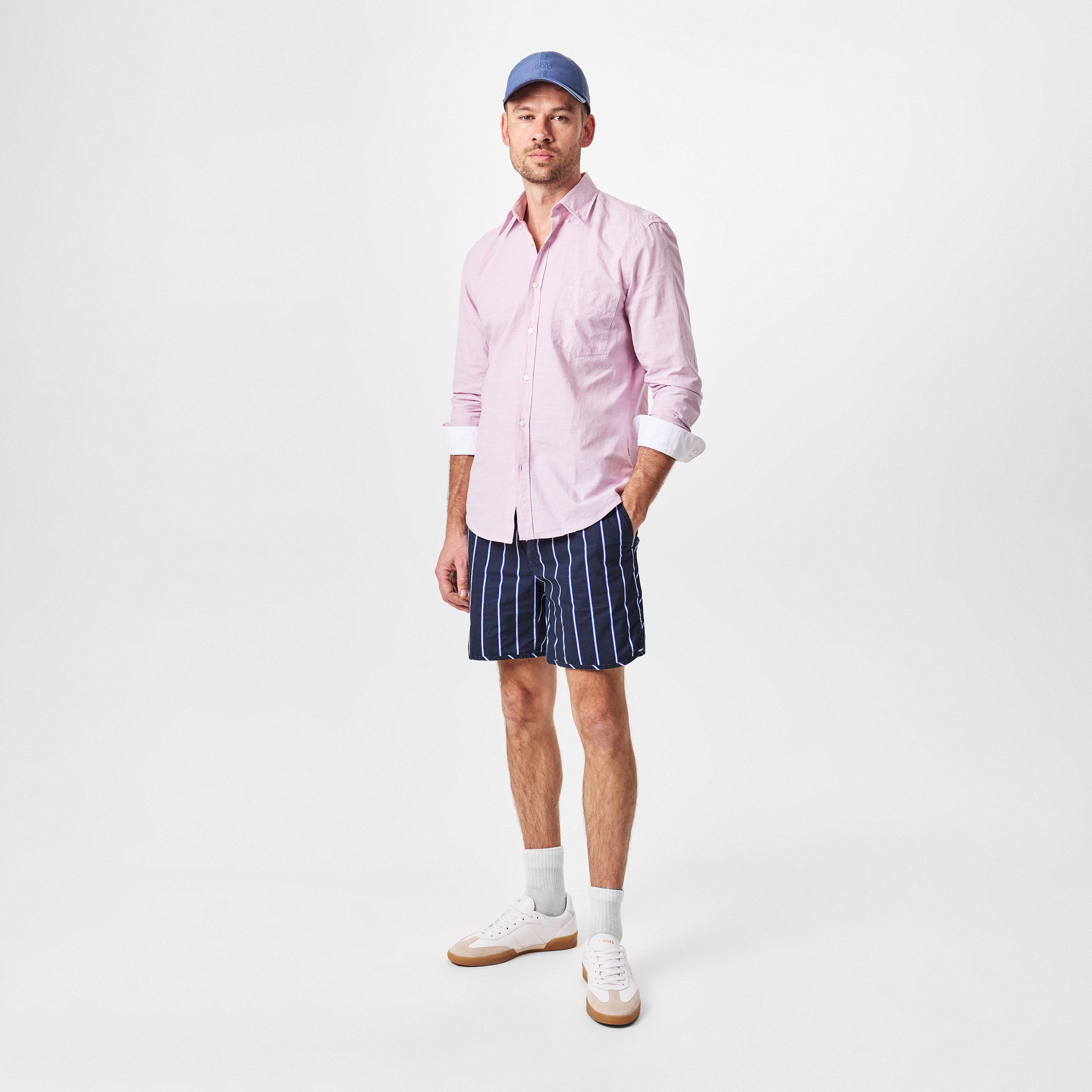 Dark Blue 405 - Boss - Men's Kacey DS Striped Pattern Shorts - 7