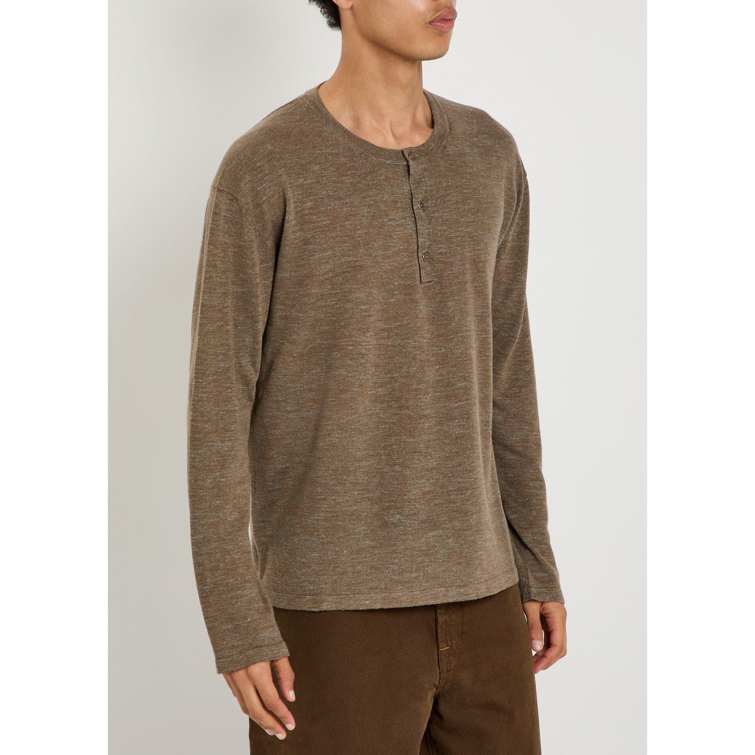 BROWN - The Elder Statesman - TES LENNY KNIT LS HENLEY - 2