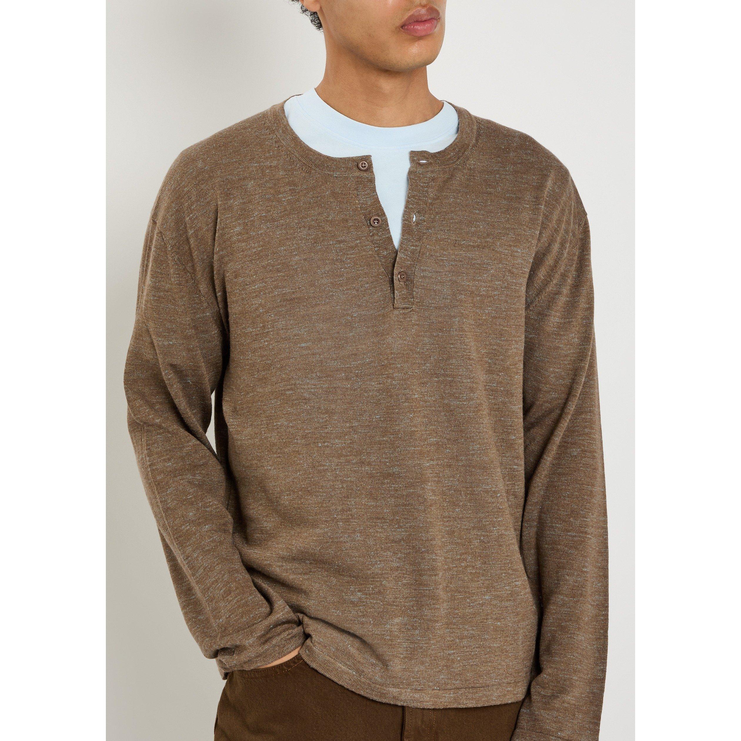 BROWN - The Elder Statesman - TES LENNY KNIT LS HENLEY - 4