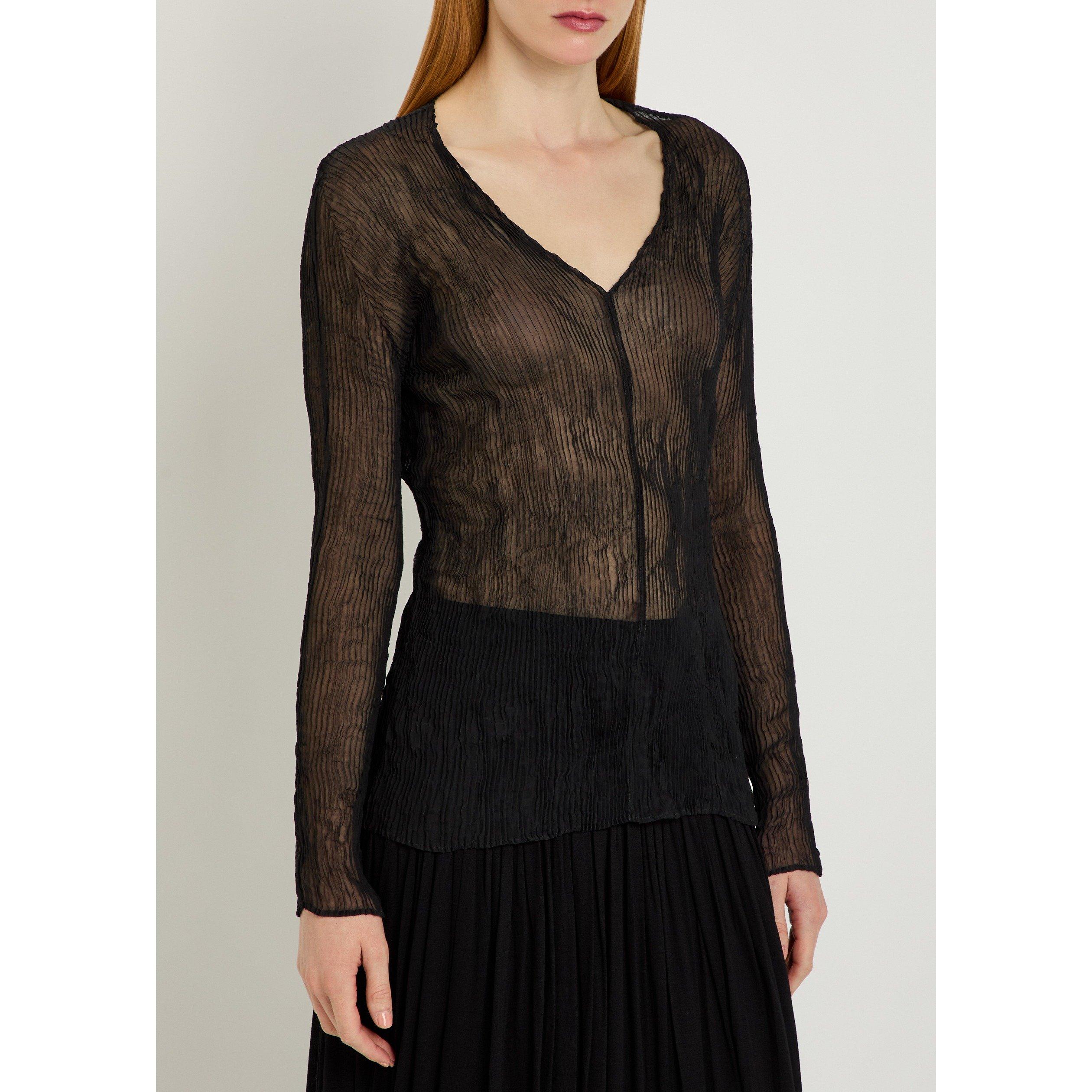 BLACK - Issey Miyake - SHIRT CHIFFON TWIST BK/WT-66 - 2