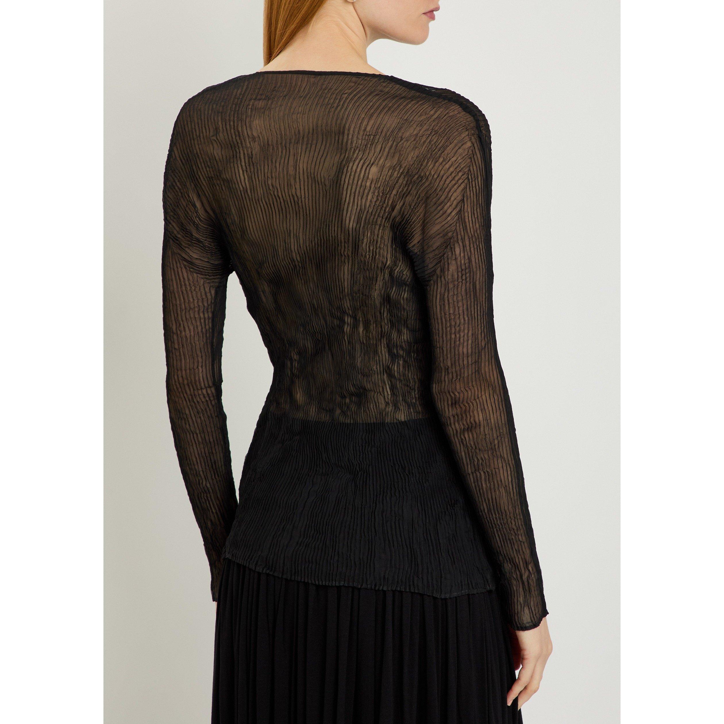 BLACK - Issey Miyake - SHIRT CHIFFON TWIST BK/WT-66 - 3