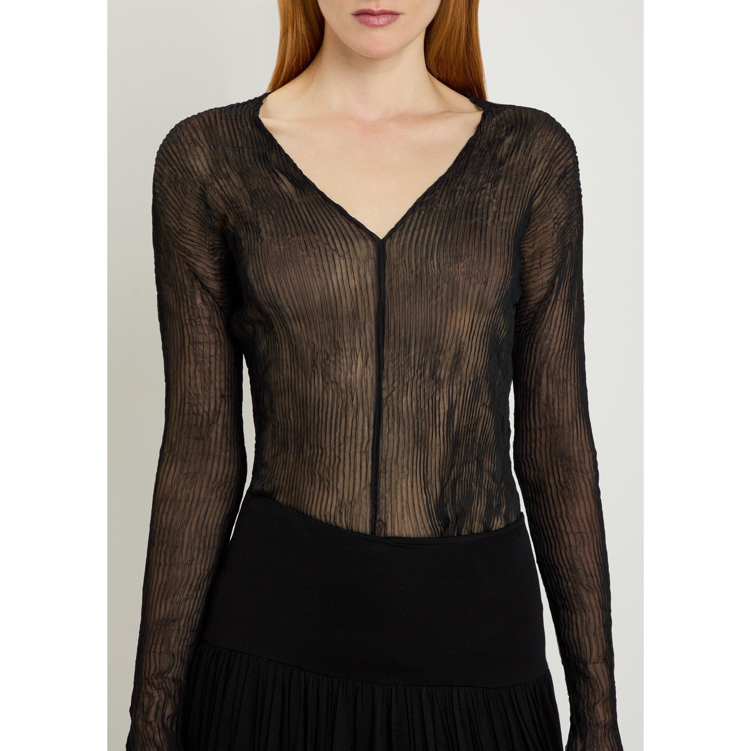 BLACK - Issey Miyake - SHIRT CHIFFON TWIST BK/WT-66 - 4