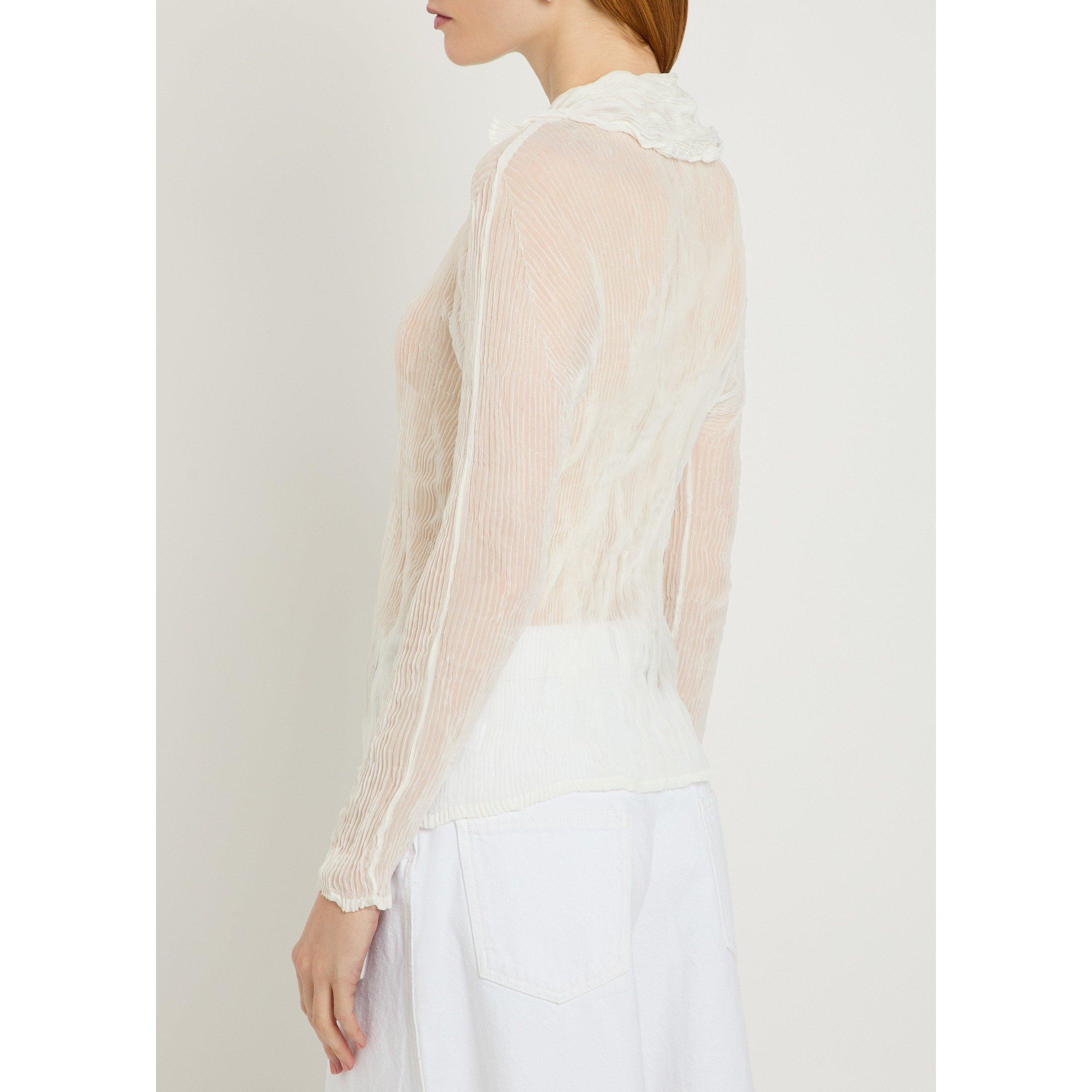 WHITE - Issey Miyake - SHIRT CHIFFON TWIST BK/WT-66 - 3