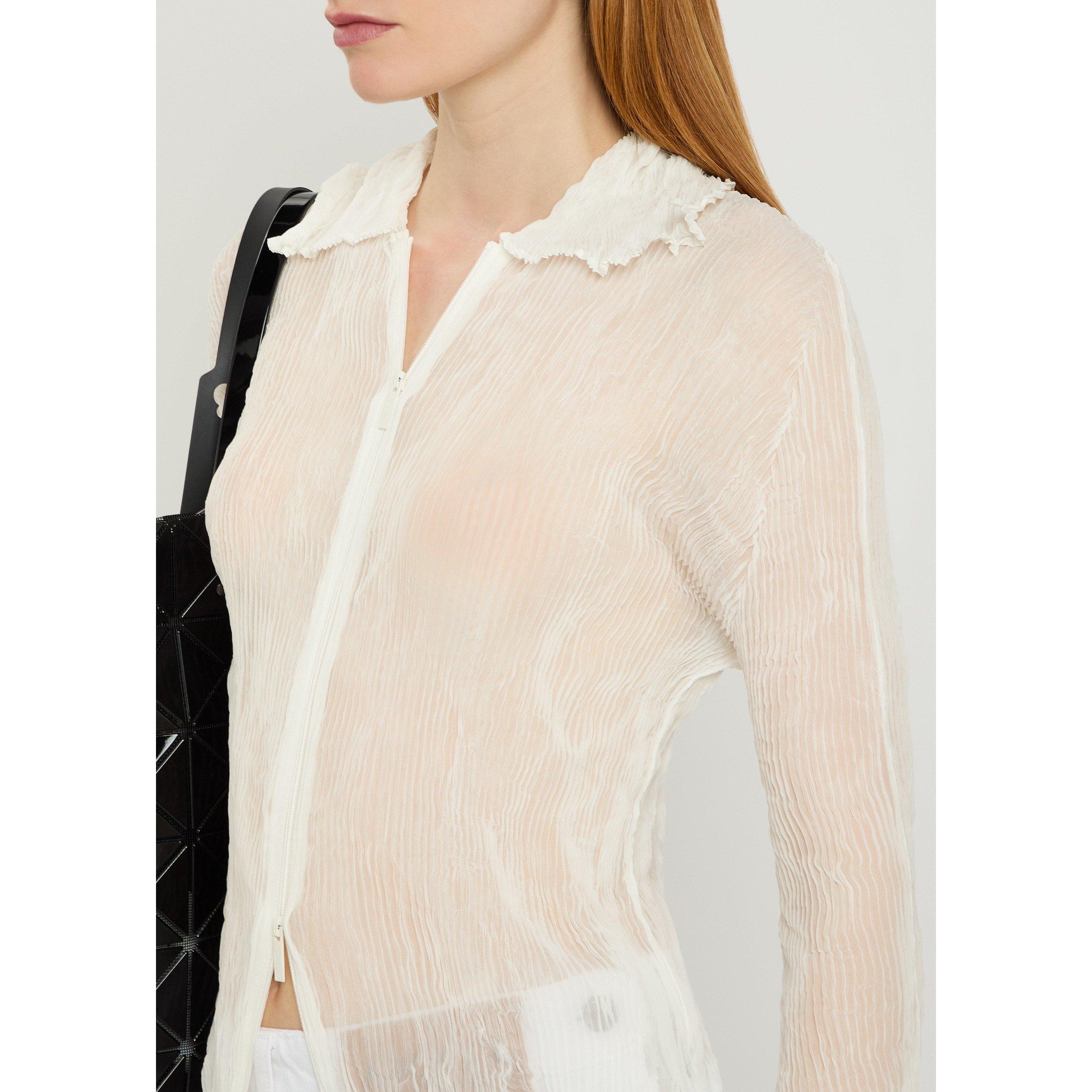 WHITE - Issey Miyake - SHIRT CHIFFON TWIST BK/WT-66 - 4