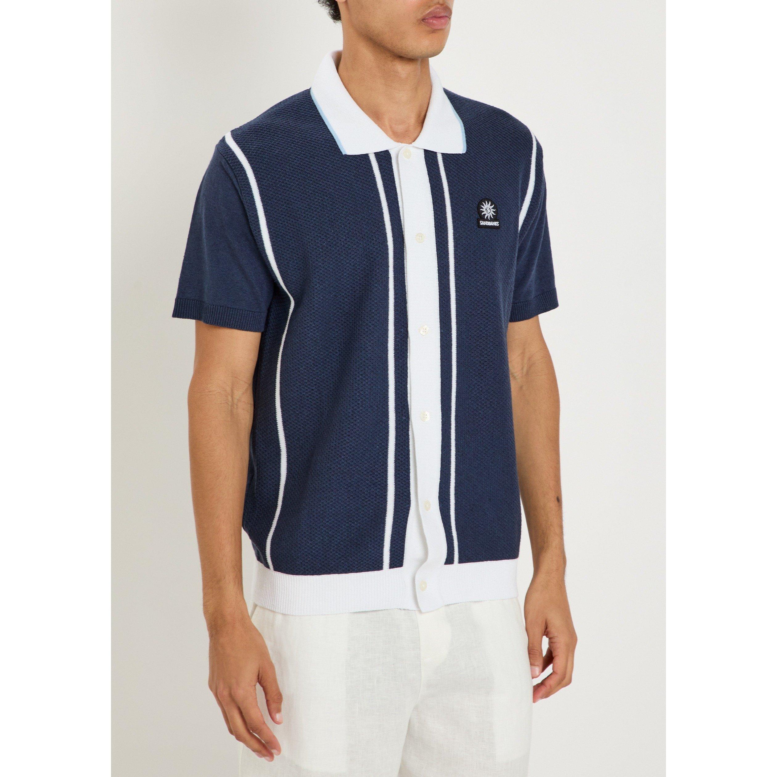 NAVY AND OTHER - Sandbanks - Men's Striped Cotton Knitted Short-Sleeve Polo - 2