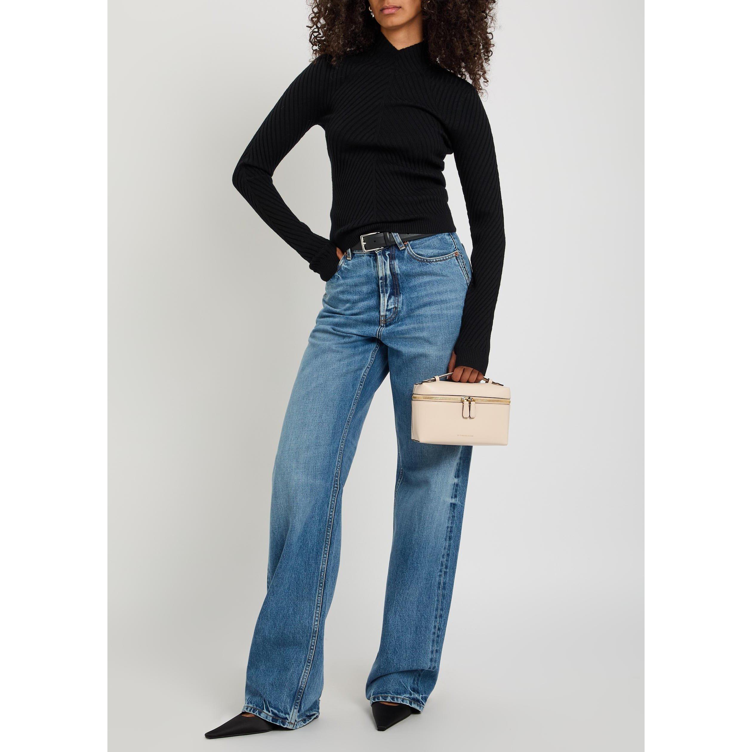 BLACK - Victoria Beckham - Women's Georgia Merino Wool V-Neck Slim-Fit Jumper - 5