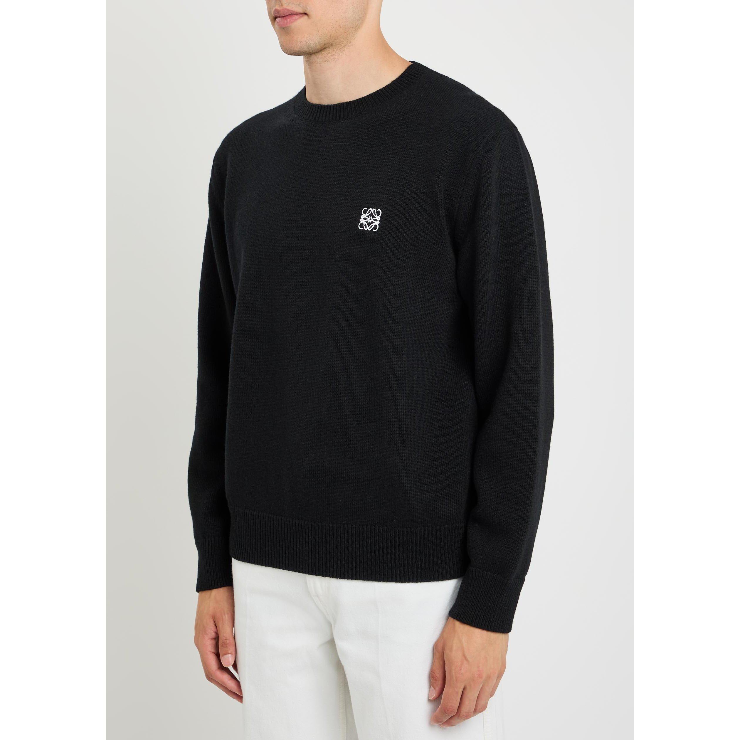 BLACK - LOEWE - Men's Small Logo Wool Crew-Neck Jumper - 2