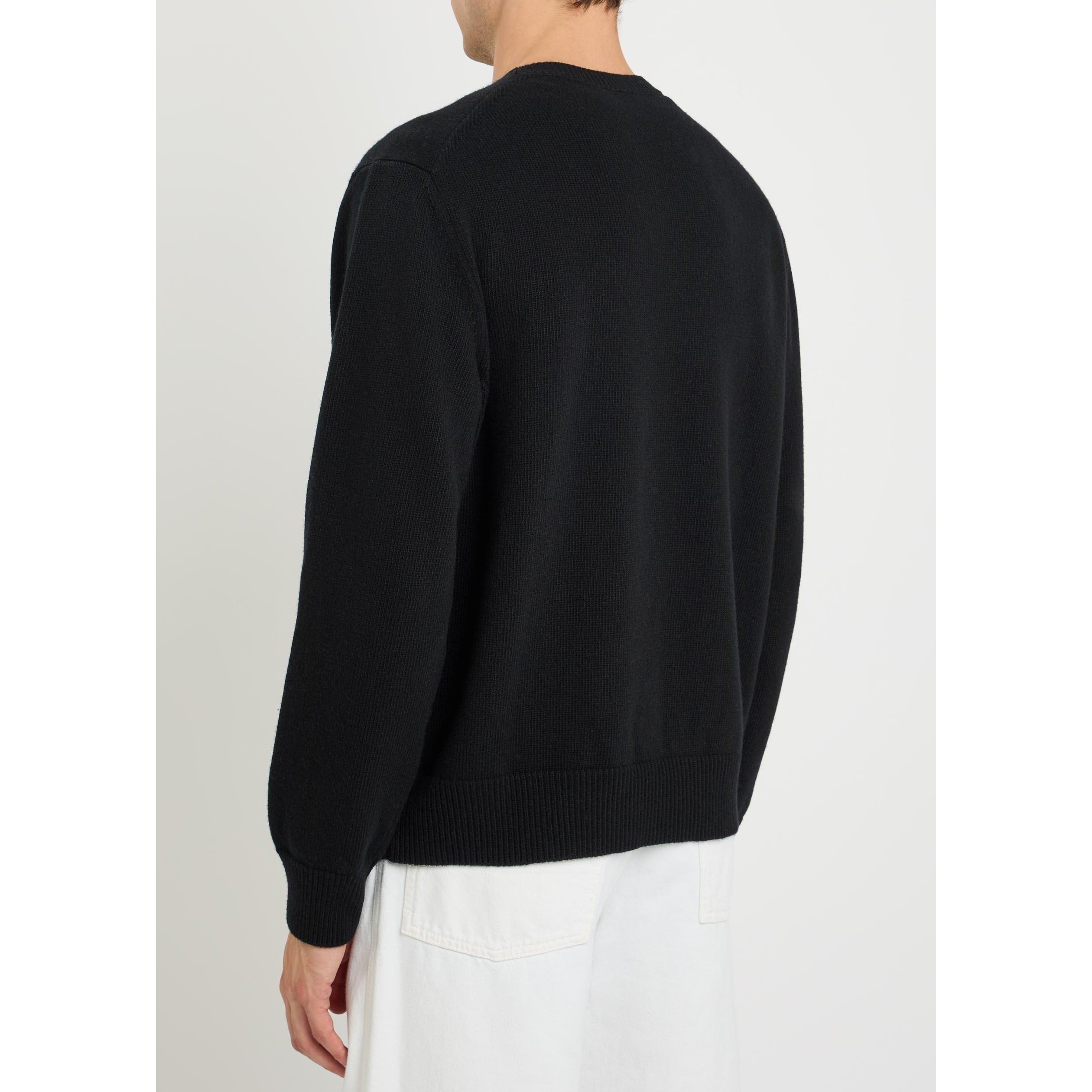 BLACK - LOEWE - Men's Small Logo Wool Crew-Neck Jumper - 3