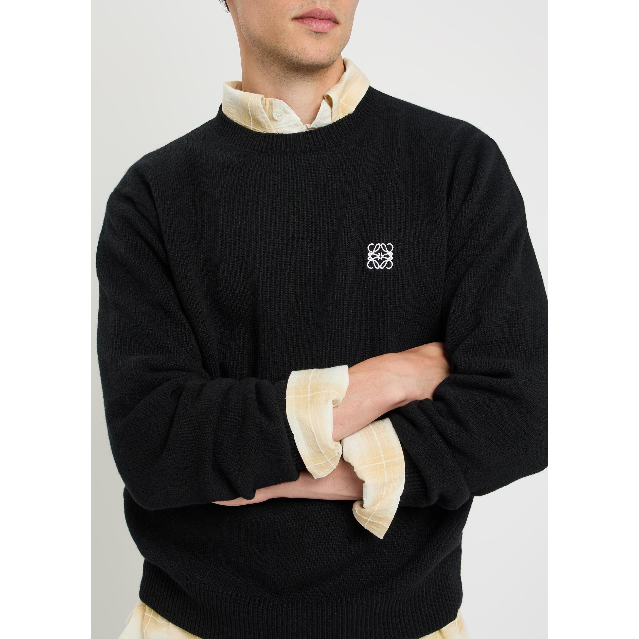 BLACK - LOEWE - Men's Small Logo Wool Crew-Neck Jumper - 4