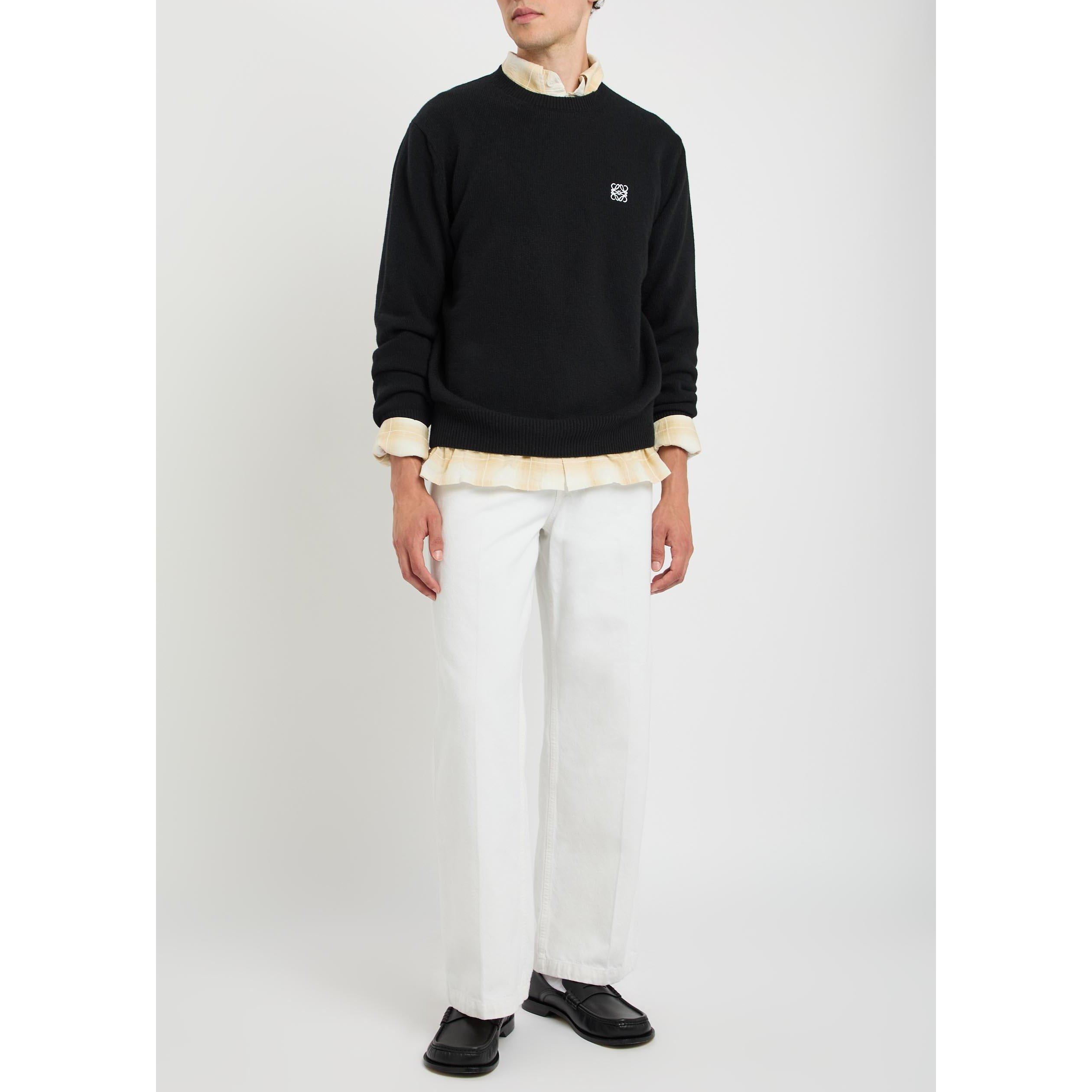 BLACK - LOEWE - Men's Small Logo Wool Crew-Neck Jumper - 5