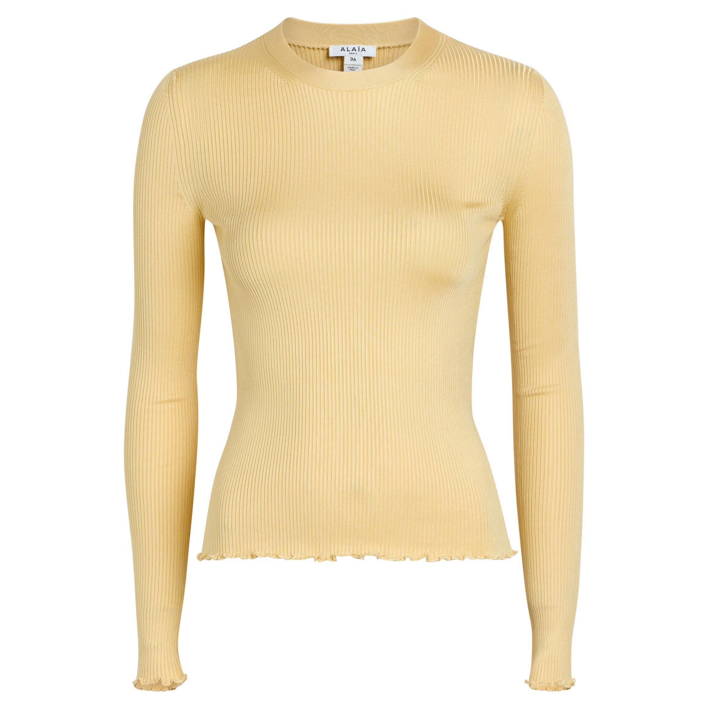 YELLOW LIGHT - Alaia - LS TOP SILK RIB KNIT - 1