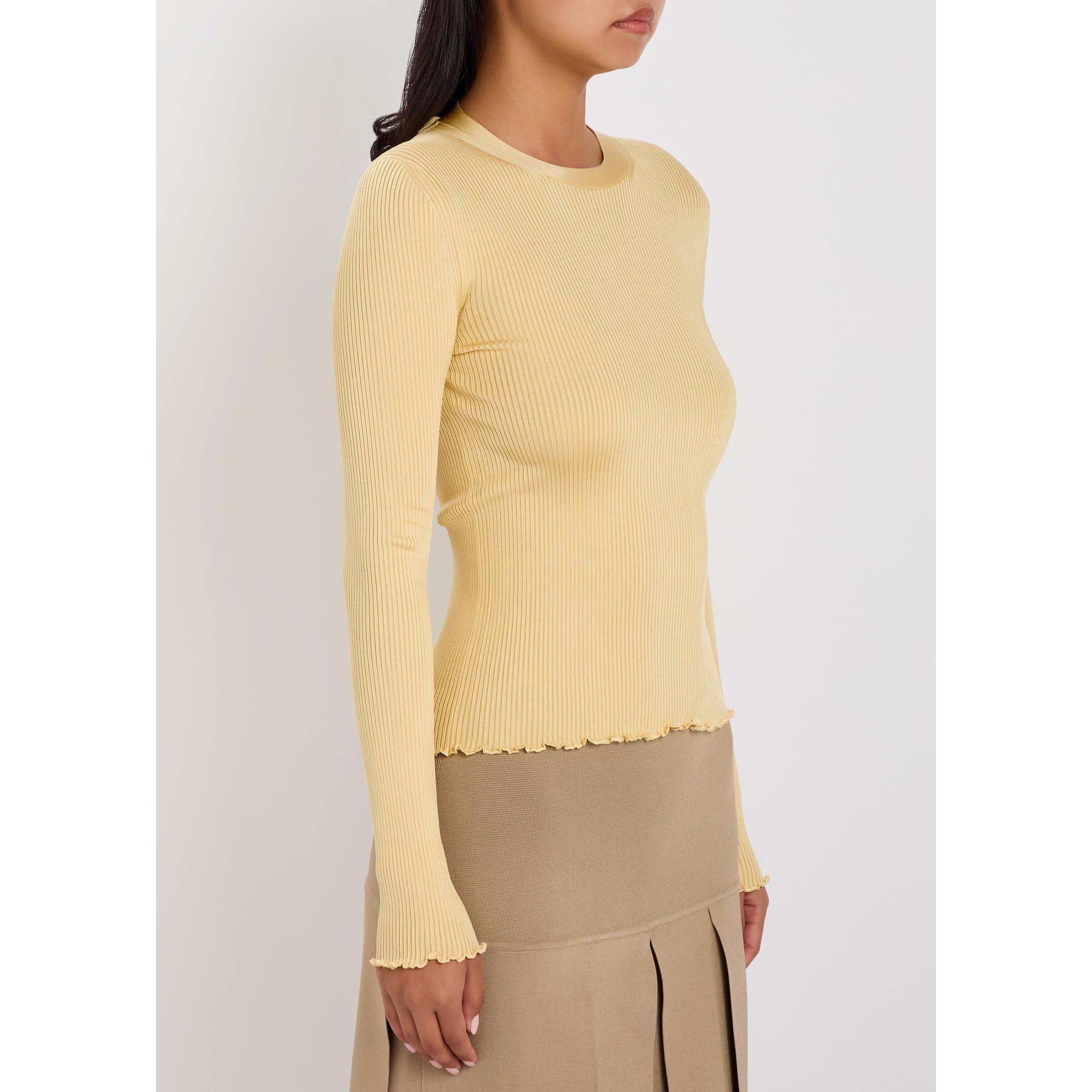 YELLOW LIGHT - Alaia - LS TOP SILK RIB KNIT - 2