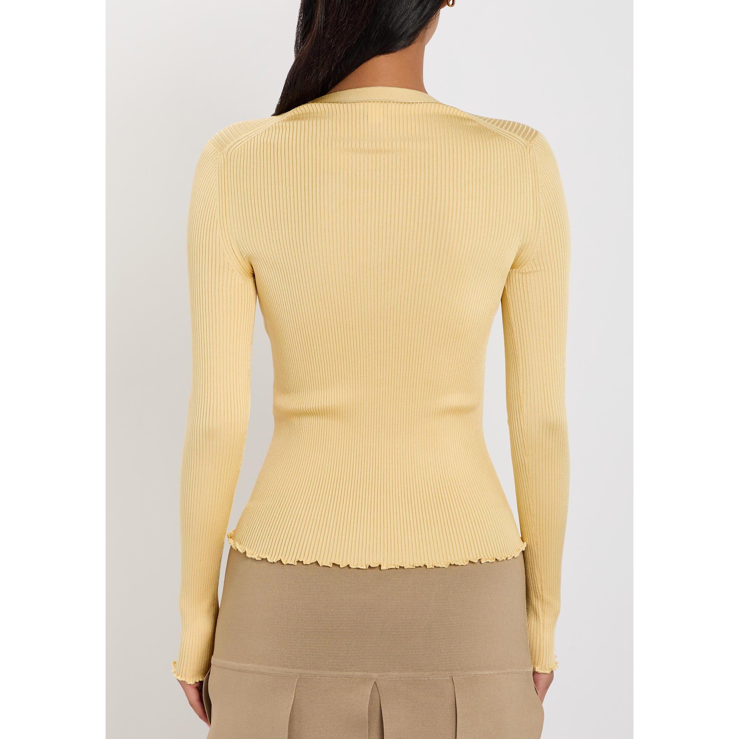 YELLOW LIGHT - Alaia - LS TOP SILK RIB KNIT - 3