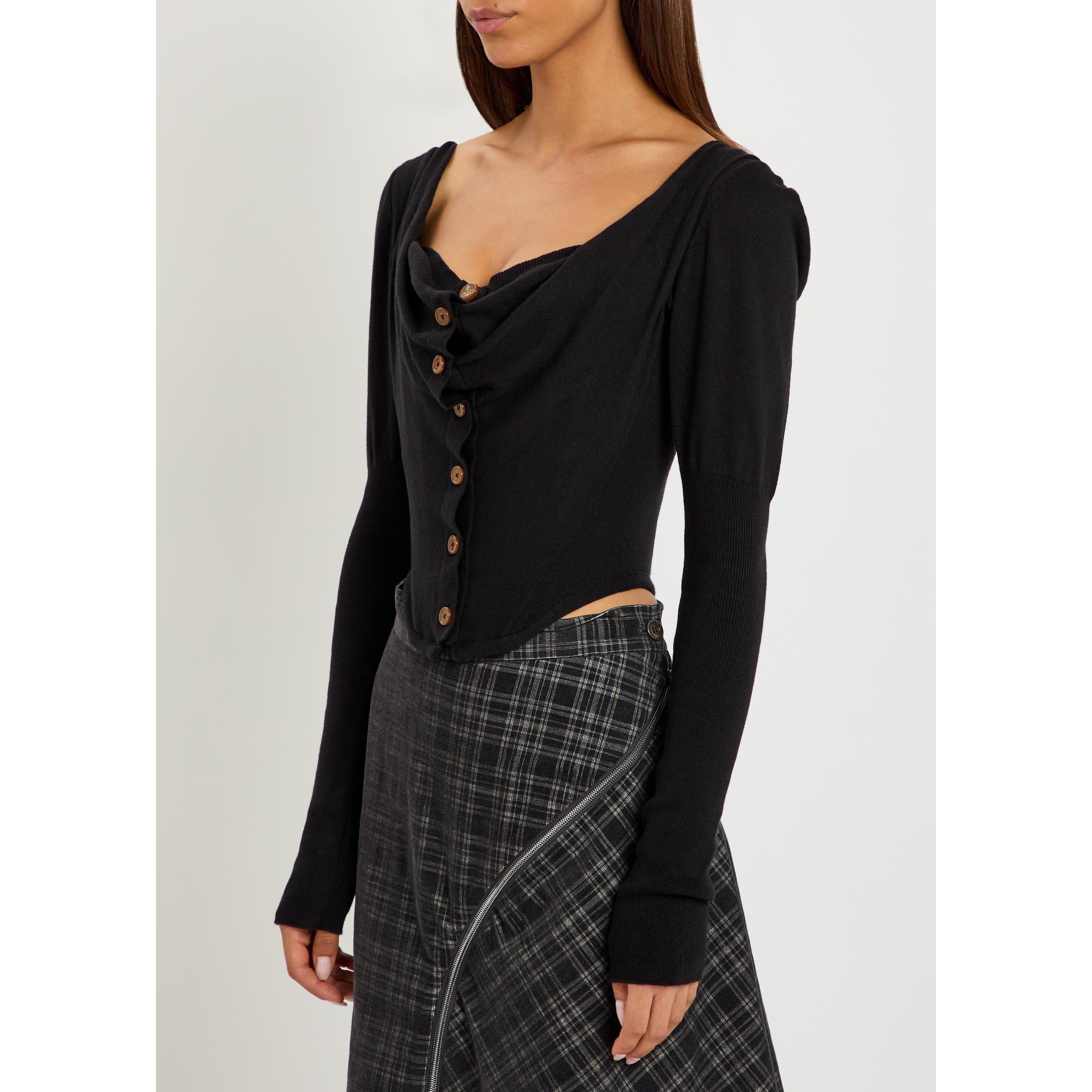 BLACK - Vivienne Westwood - Women's Bea Wool Corset Cardigan - 2