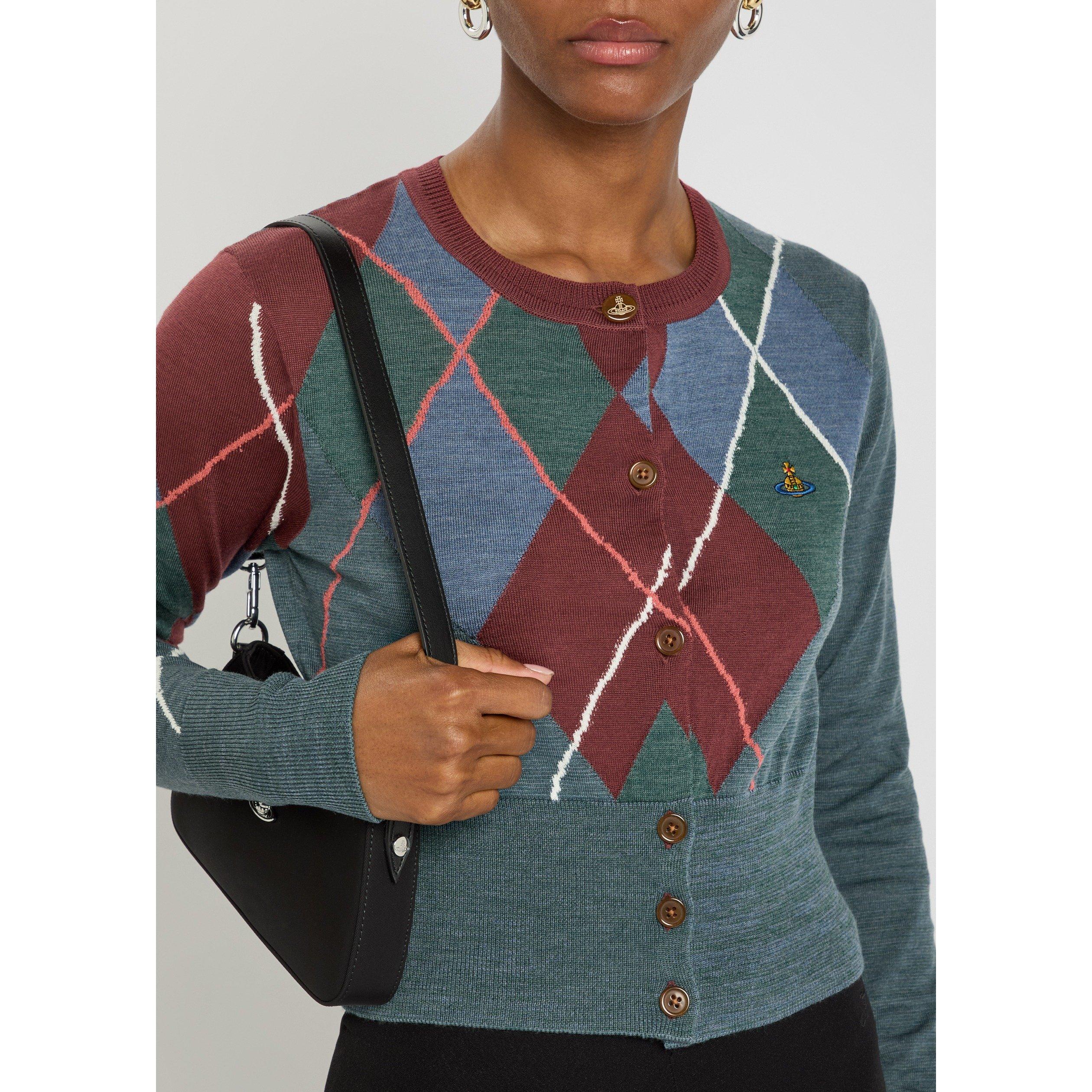 MULTICOLOURED - Vivienne Westwood - Women's Argyle Cropped Wool Slim-Fit Cardigan - 4