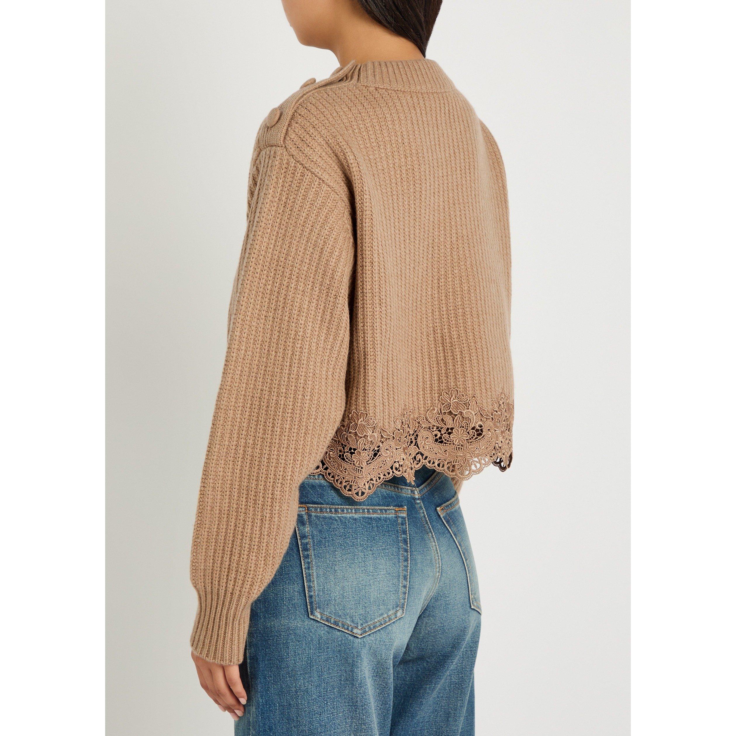 BROWN - Chloe - Women's Wool Cashmere Crew-Neck Jumper - 3