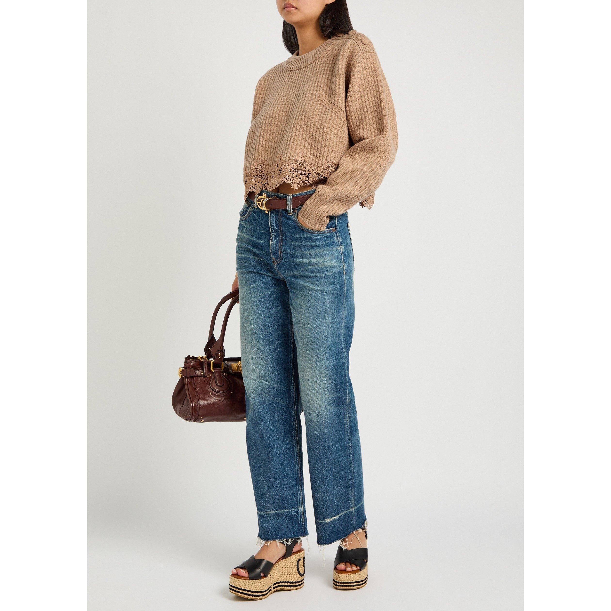 BROWN - Chloe - Women's Wool Cashmere Crew-Neck Jumper - 5