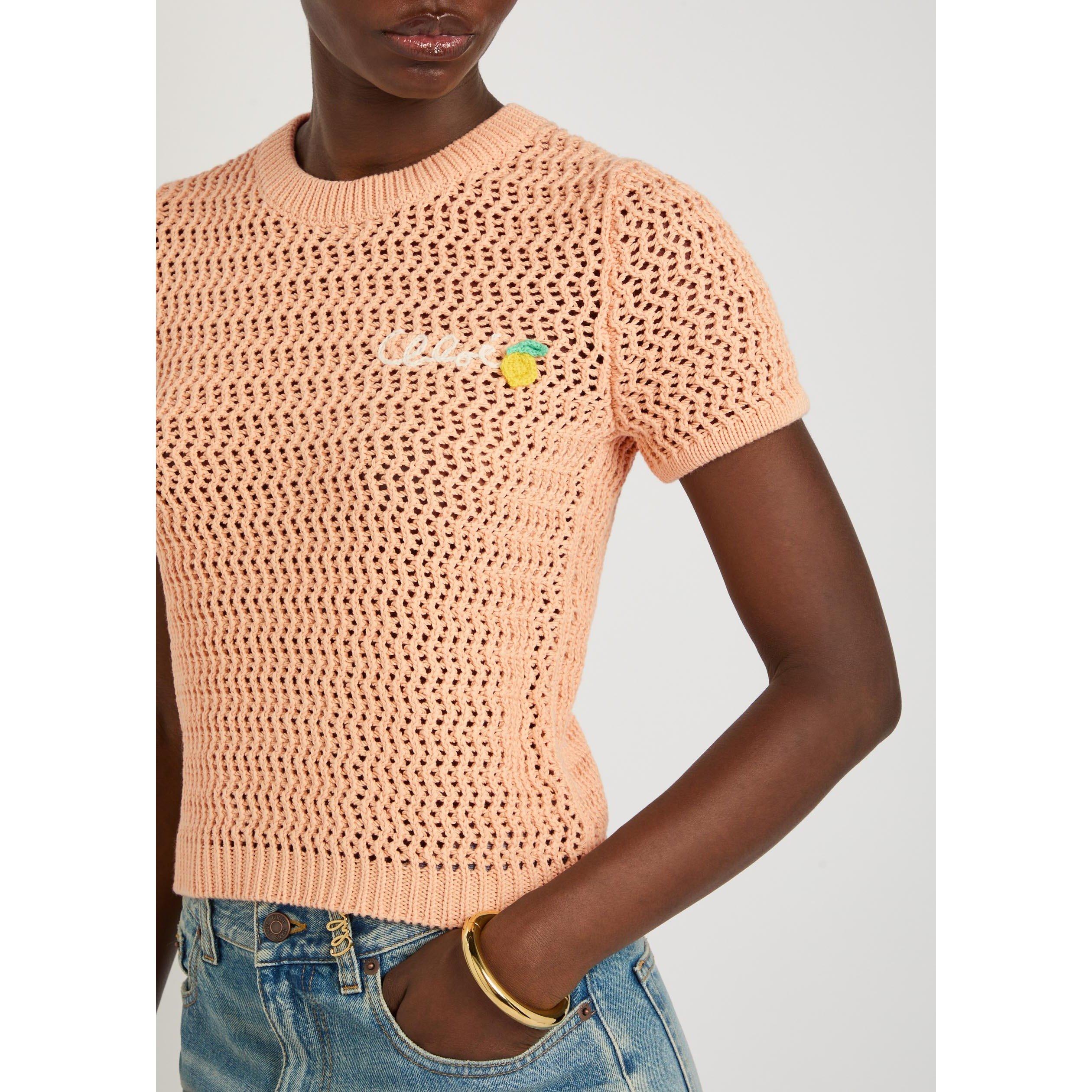 ORANGE LIGHT - Chloe - Women's Chloé à la Plage Cotton Slim-Fit Knitted T-Shirt - 4