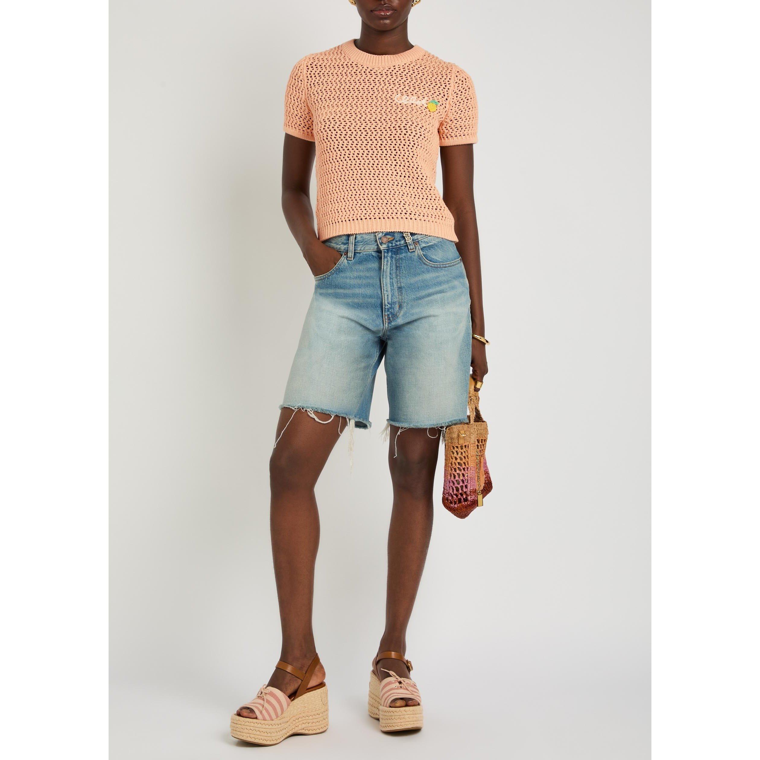 ORANGE LIGHT - Chloe - Women's Chloé à la Plage Cotton Slim-Fit Knitted T-Shirt - 5