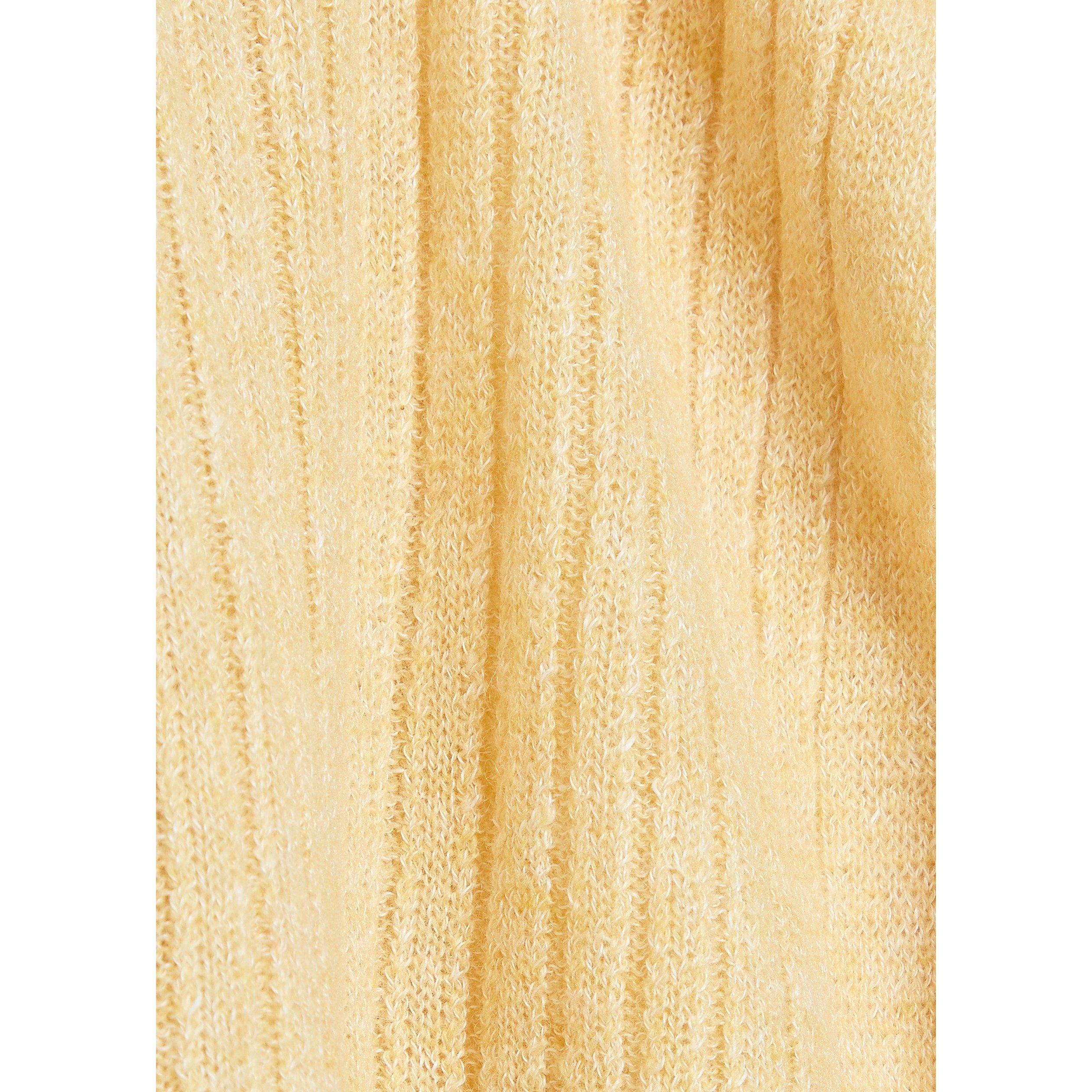 YELLOW - Guest in Residence - Women's Rib Stealth Cashmere Linen V-Neck Cardigan - 4