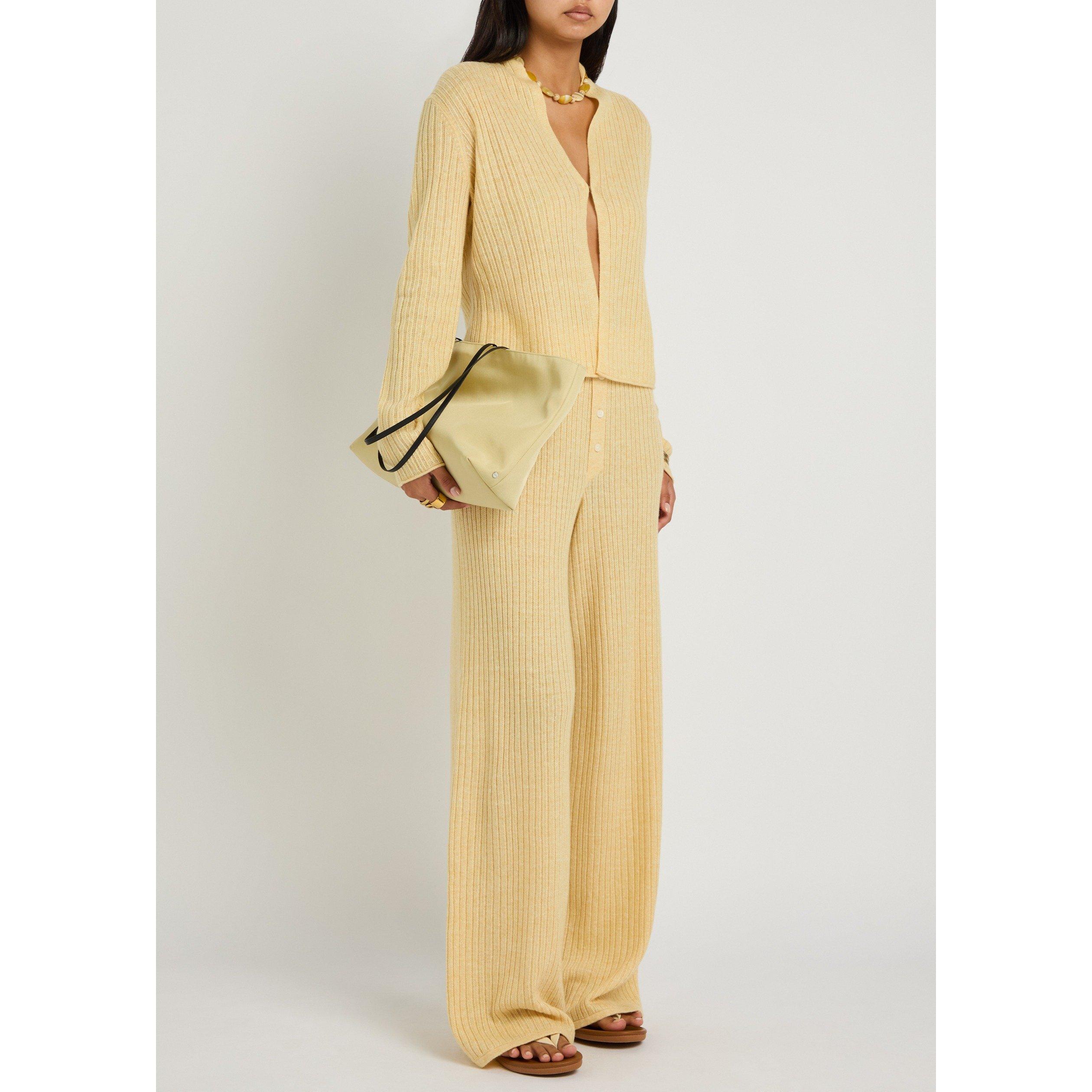 YELLOW - Guest in Residence - Women's Rib Stealth Cashmere Linen V-Neck Cardigan - 5