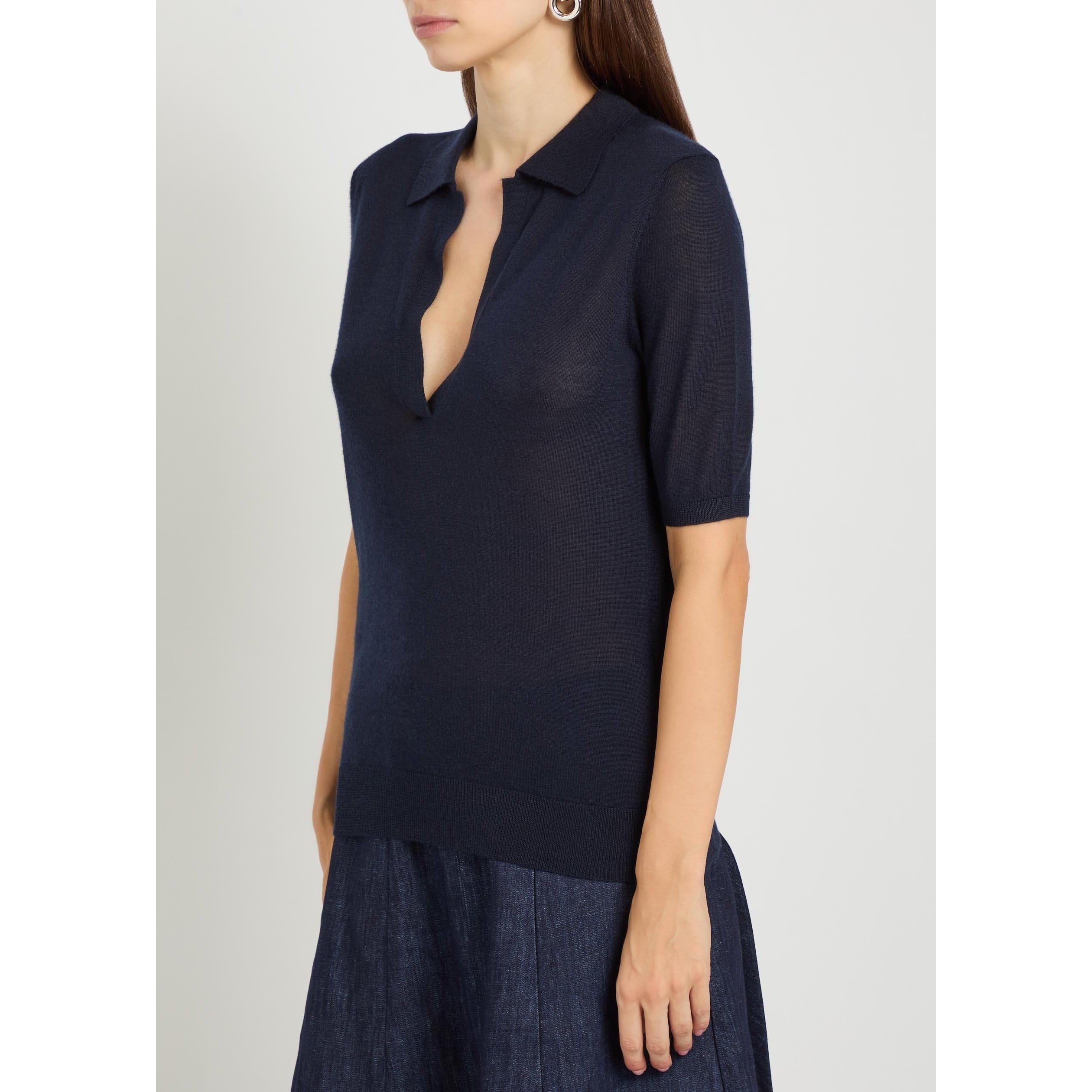 NAVY - Gabriela Hearst - Women's Frank Cashmere Short-Sleeve Slim-Fit Polo Shirt - 2
