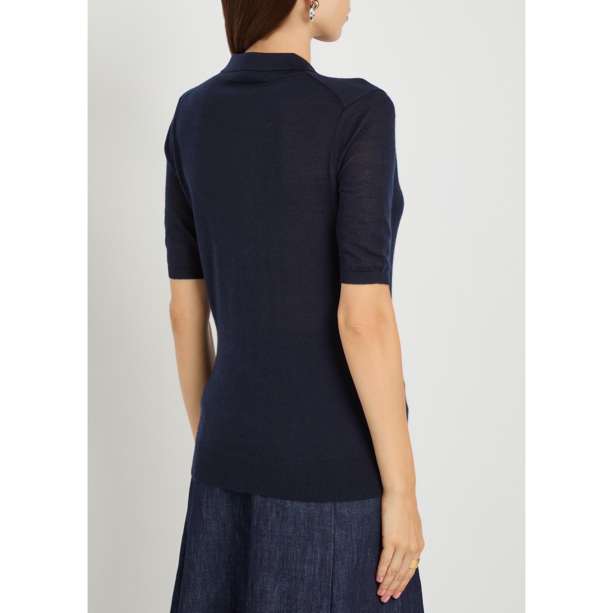 NAVY - Gabriela Hearst - Women's Frank Cashmere Short-Sleeve Slim-Fit Polo Shirt - 3