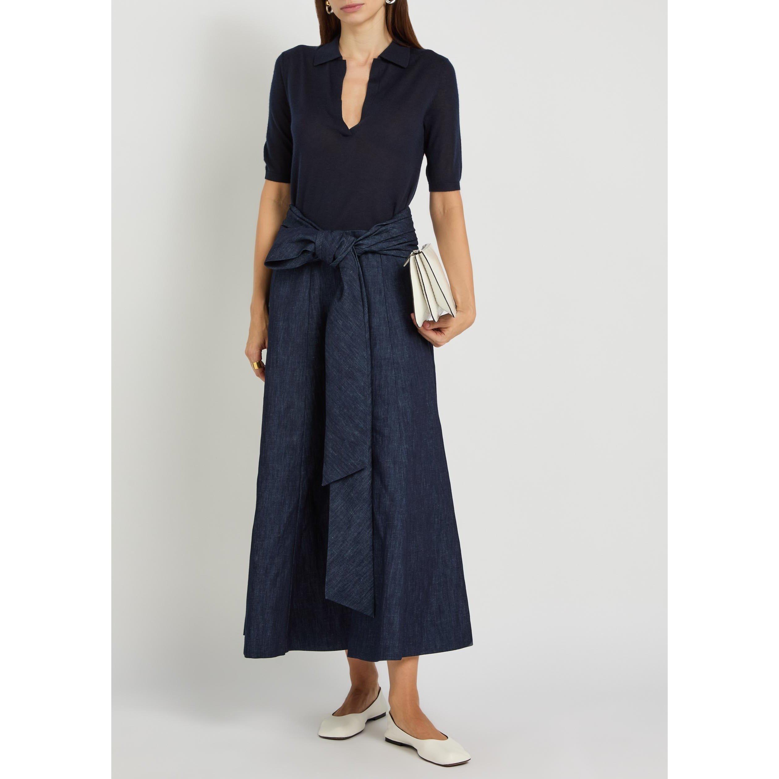 NAVY - Gabriela Hearst - Women's Frank Cashmere Short-Sleeve Slim-Fit Polo Shirt - 5