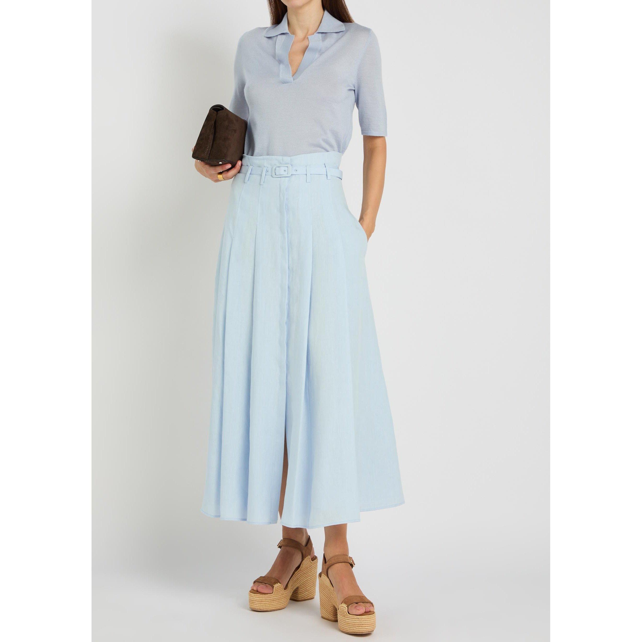 LIGHT BLUE - Gabriela Hearst - Women's Caius Cashmere Silk Short-Sleeve Polo Shirt - 5