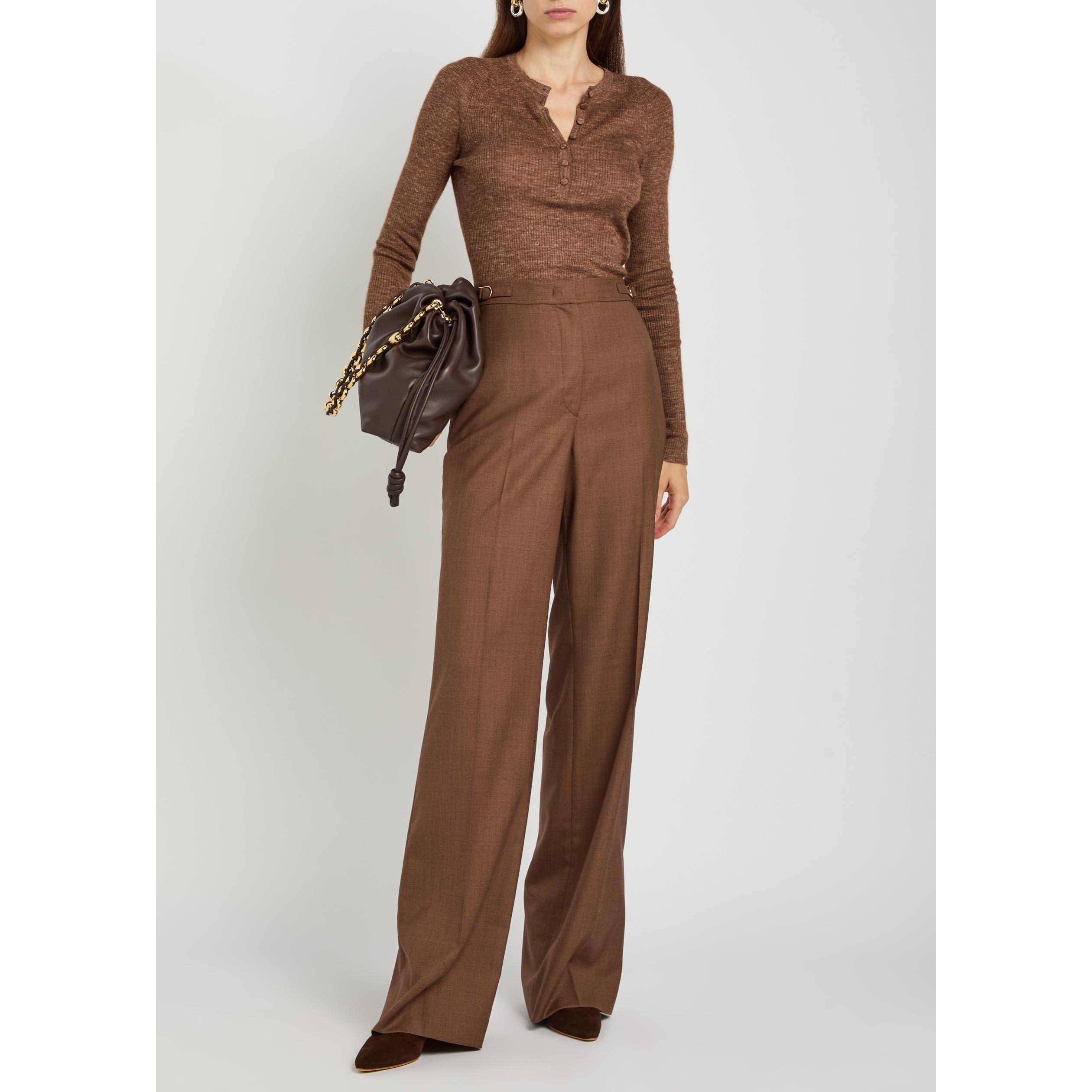 BROWN - Gabriela Hearst - Women's Anges Cashmere Long-Sleeve Slim-Fit Polo Shirt - 5