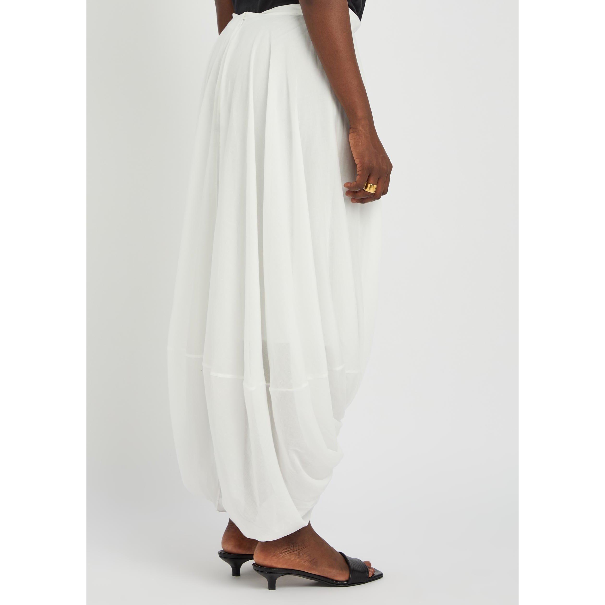 WHITE - Toteme - Women's Cocoon Cotton Midi Skirt - 3