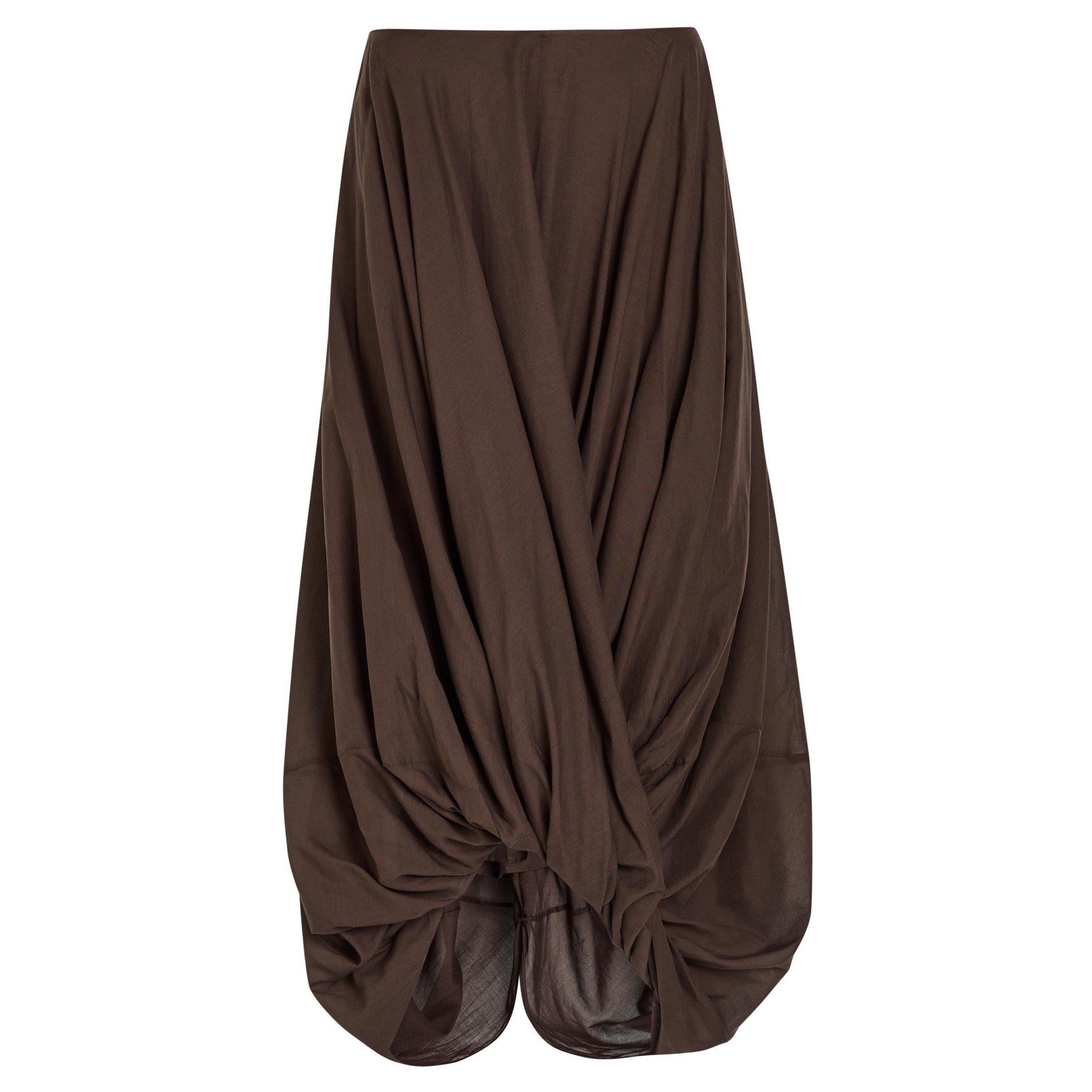 BROWN - Toteme - Women's Cocoon Cotton Midi Skirt - 1