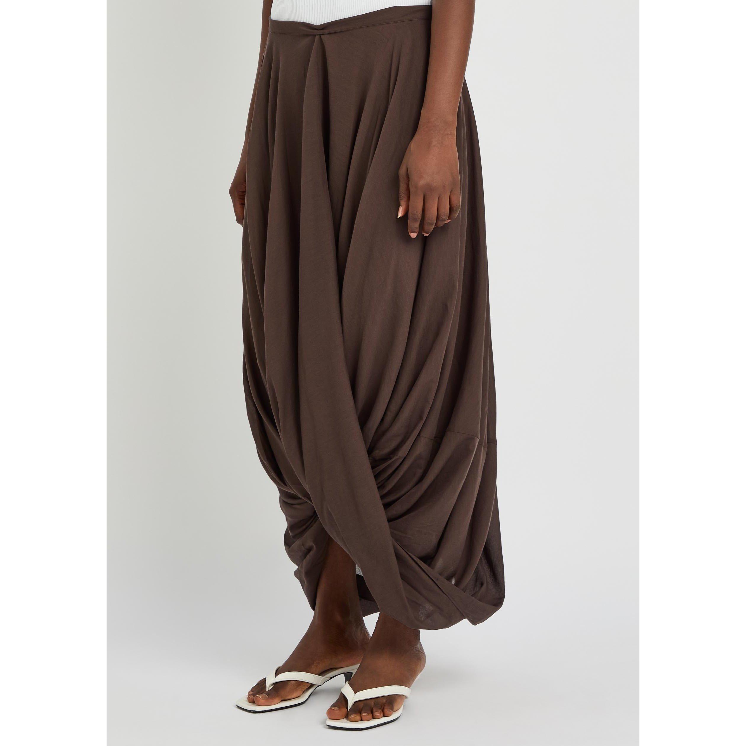 BROWN - Toteme - Women's Cocoon Cotton Midi Skirt - 2