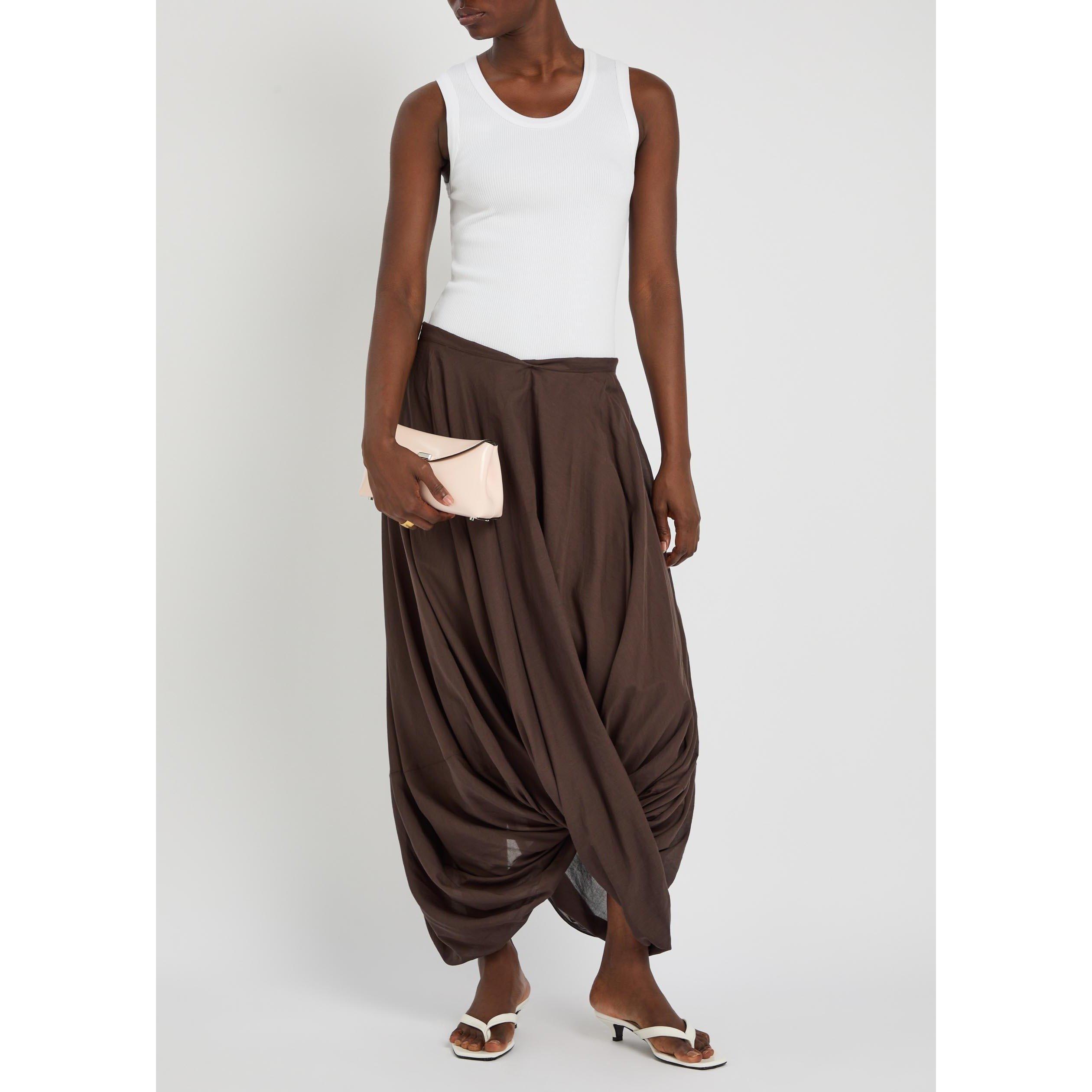 BROWN - Toteme - Women's Cocoon Cotton Midi Skirt - 5
