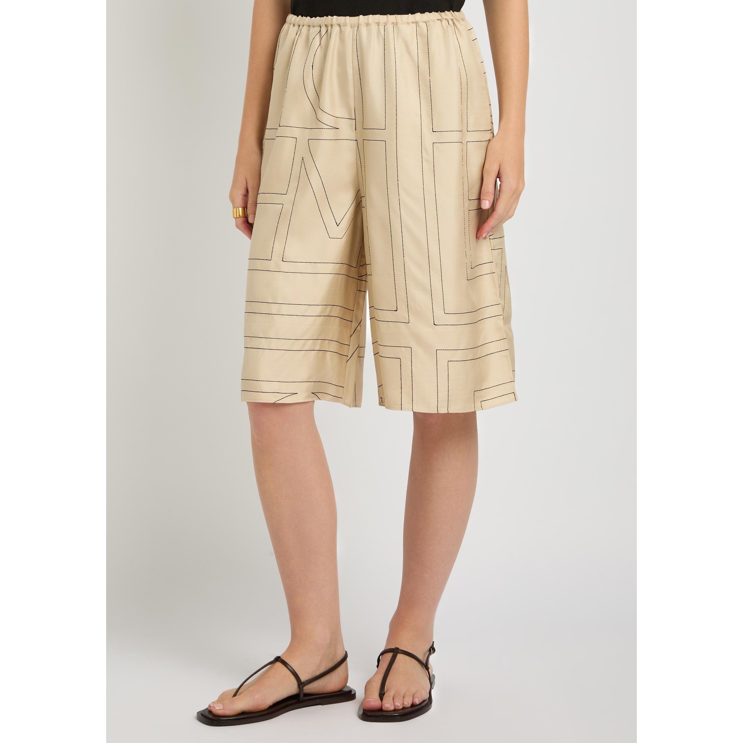 OFF WHITE - Toteme - Women's Embroidered Monogram Silk Culotte - 2