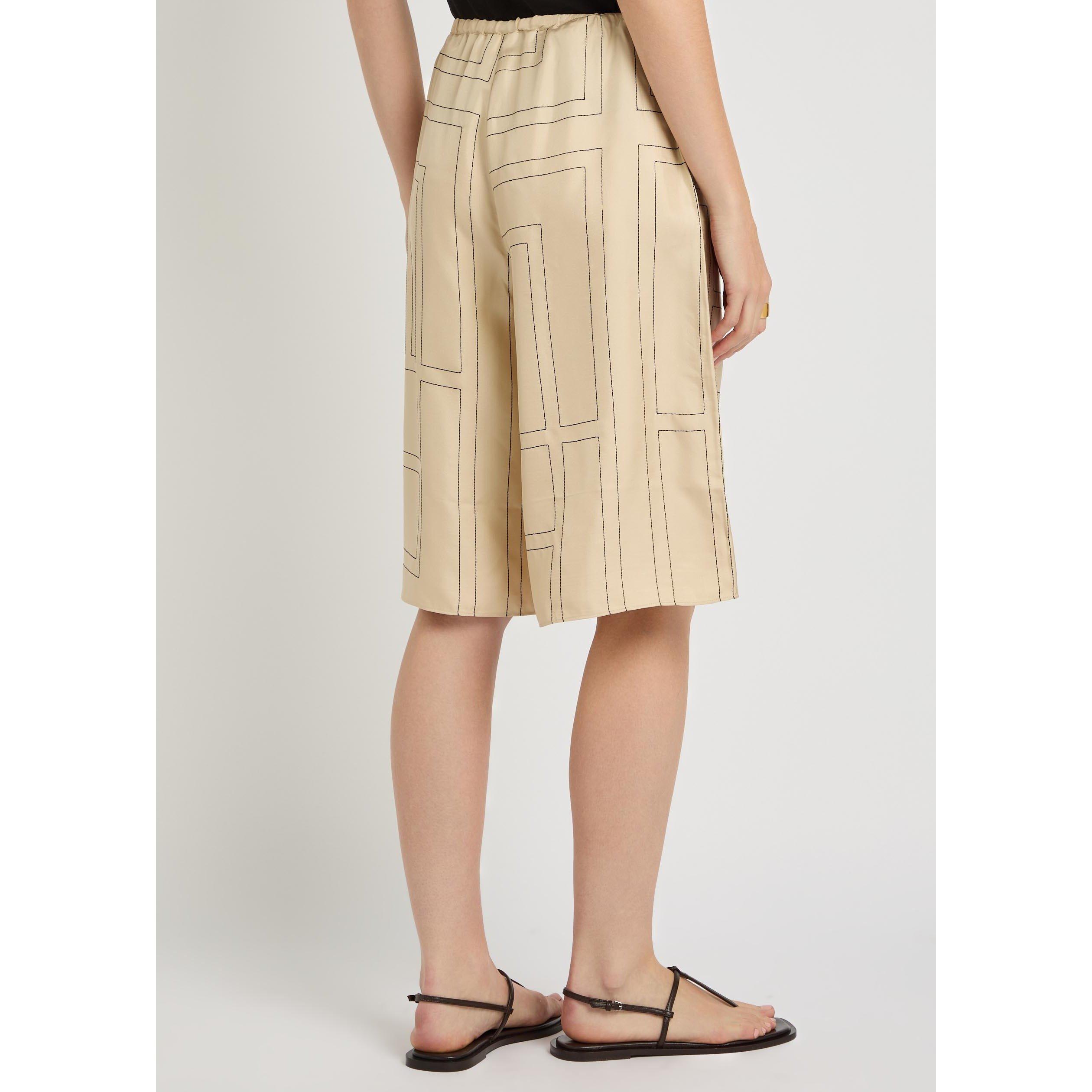 OFF WHITE - Toteme - Women's Embroidered Monogram Silk Culotte - 3