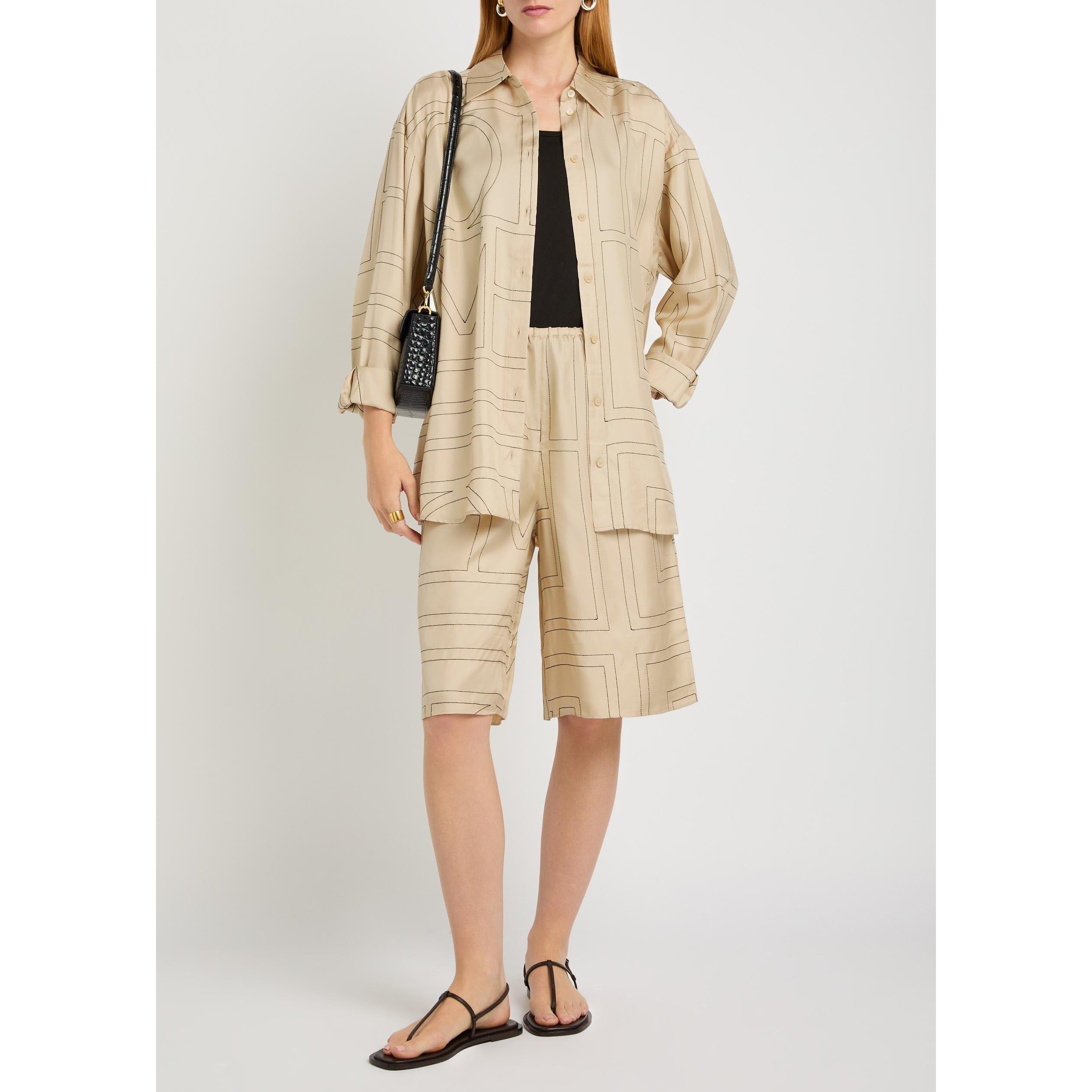 OFF WHITE - Toteme - Women's Embroidered Monogram Silk Culotte - 5